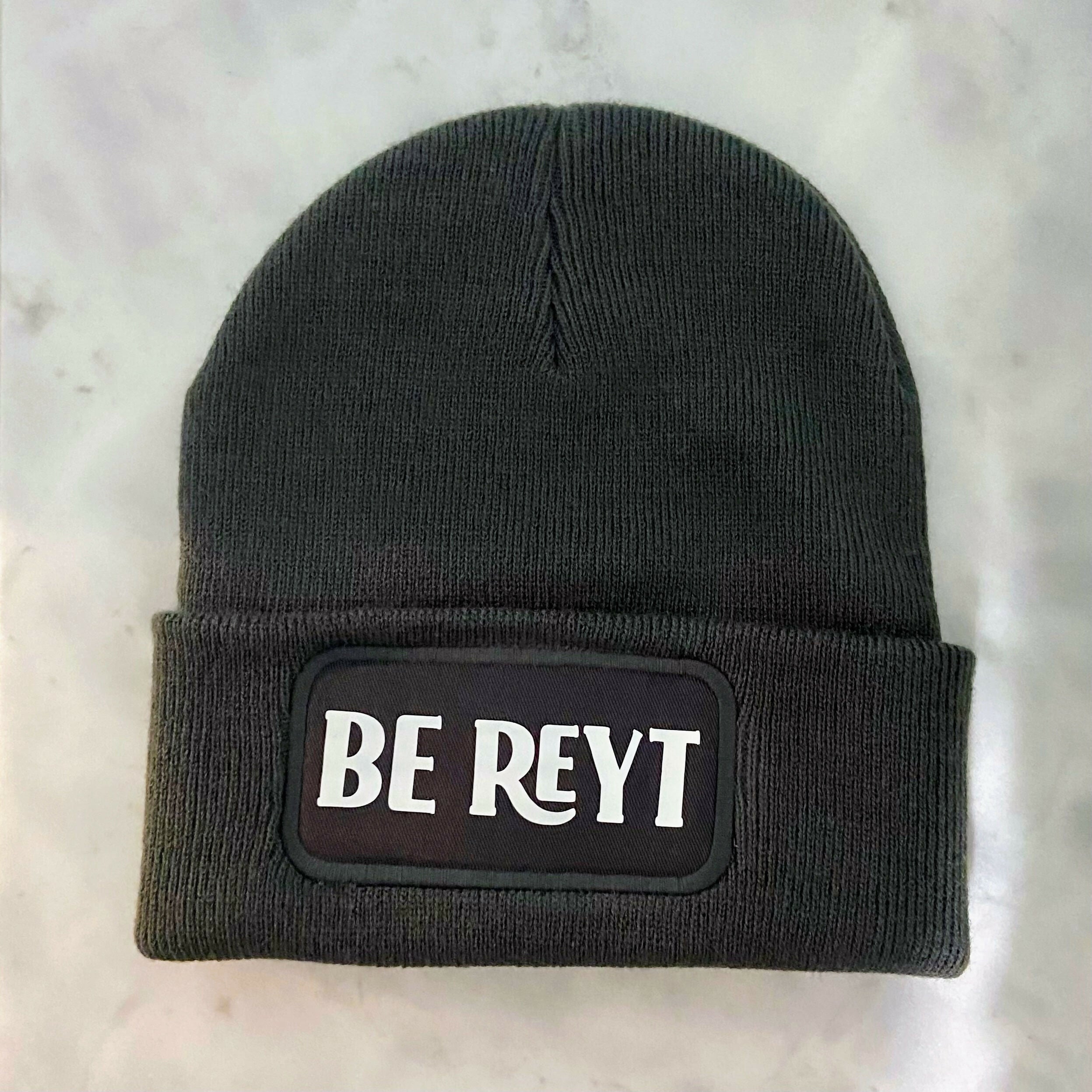 Be Reyt Cuffed Rectangular Patch Beanie Hat
