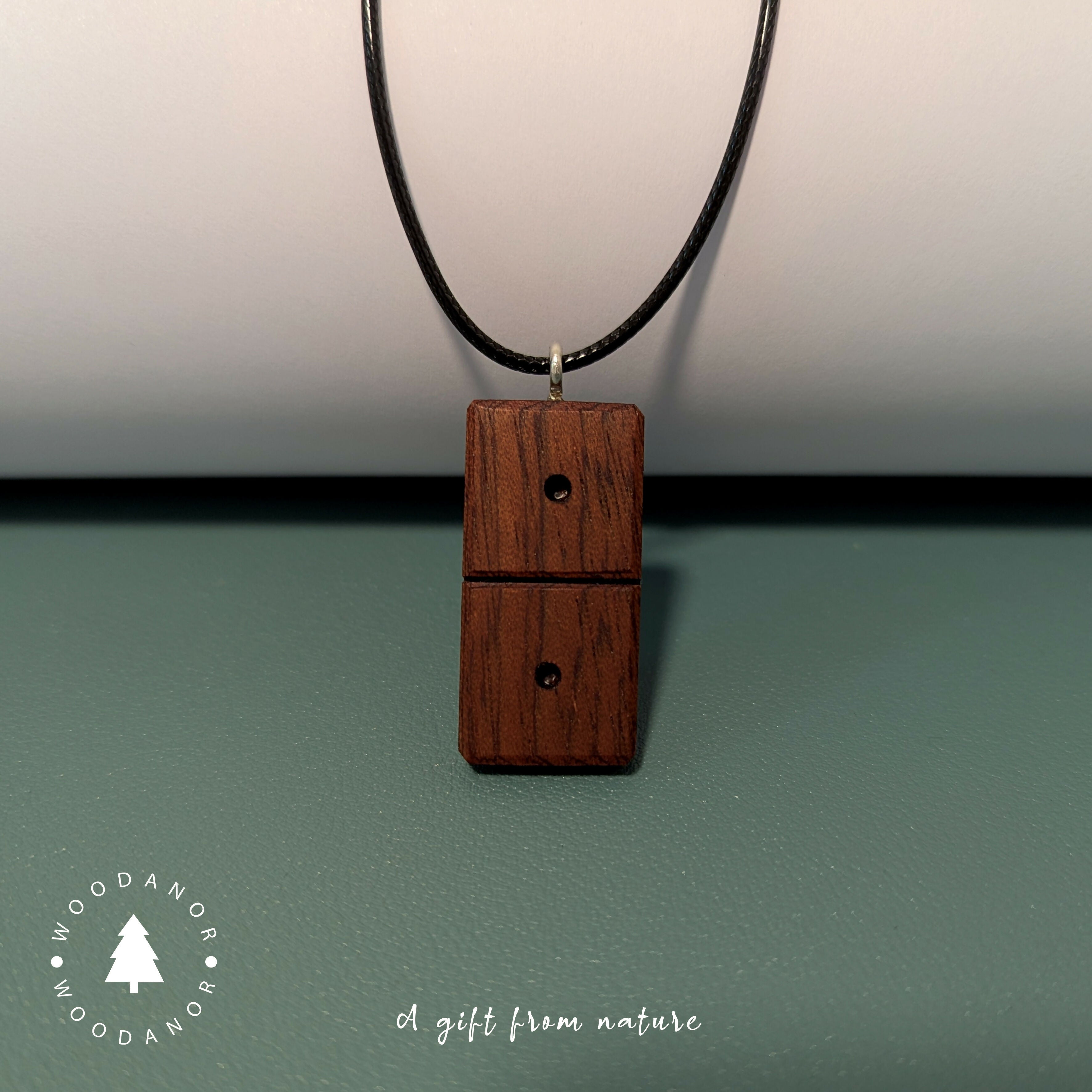 Handcrafted Domino-Inspired Wooden Pendant