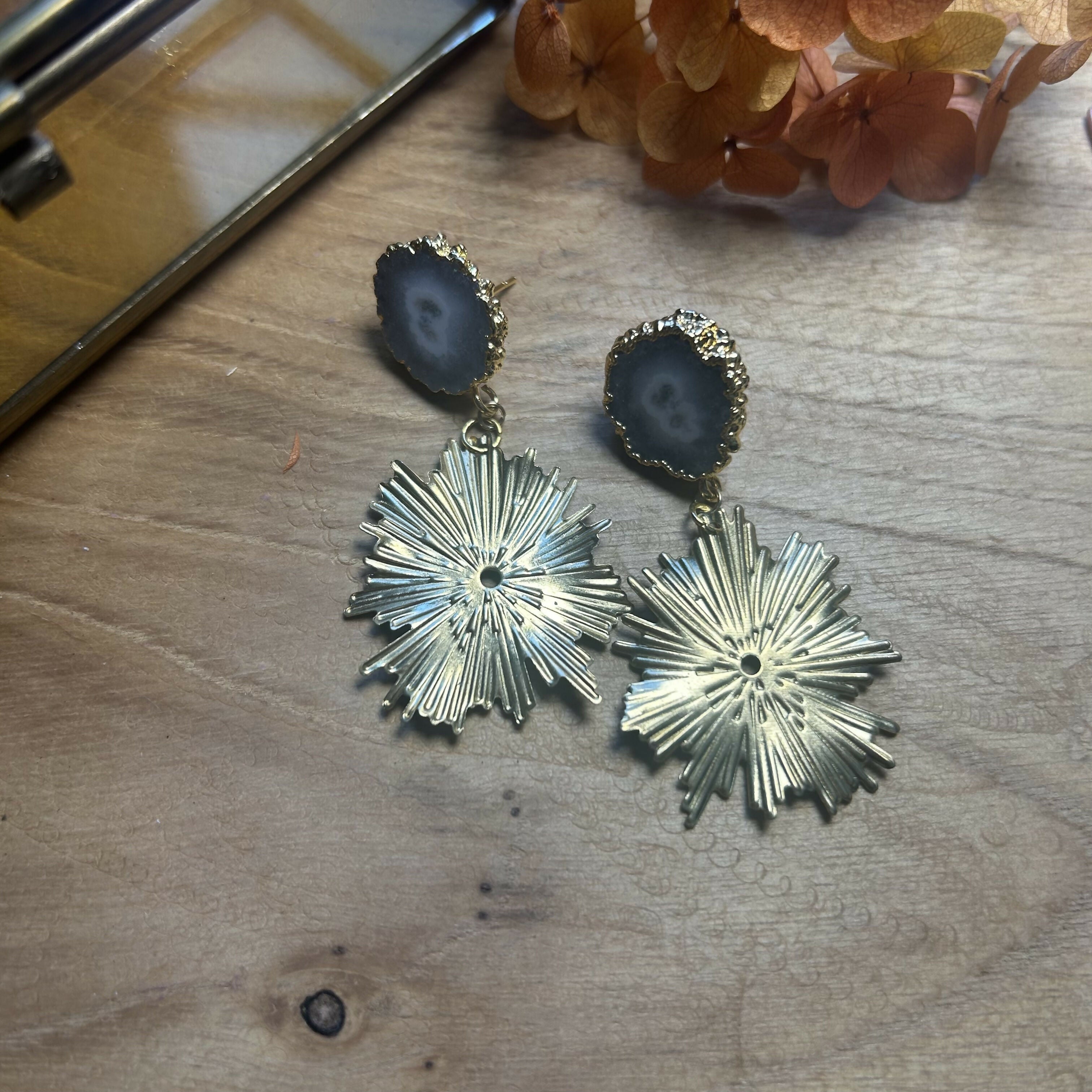 Stunning Solar Quartz & Starburst Earrings