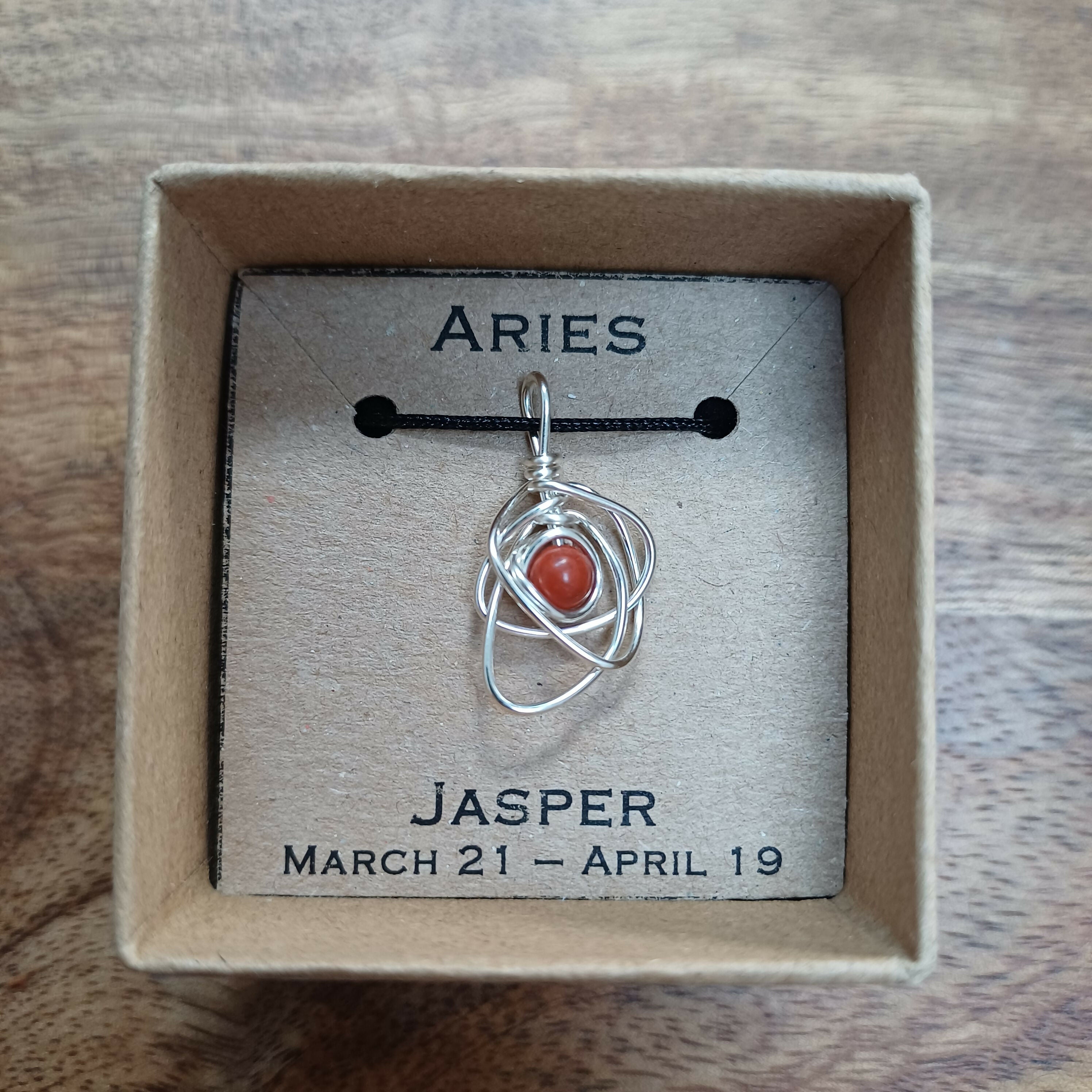 Aries Jasper Zodiac Necklace