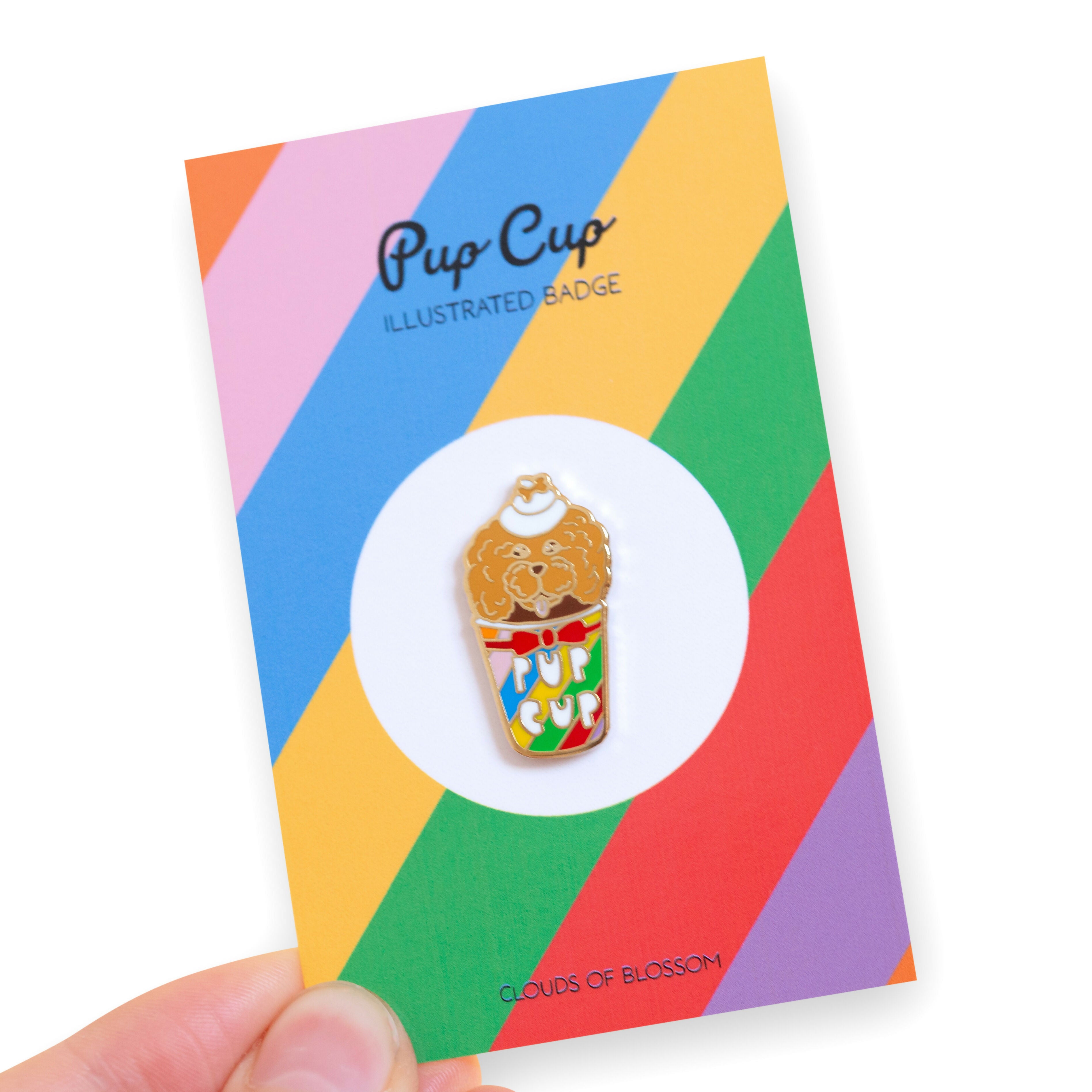 Pup Cup Dog Enamel Pin Badge