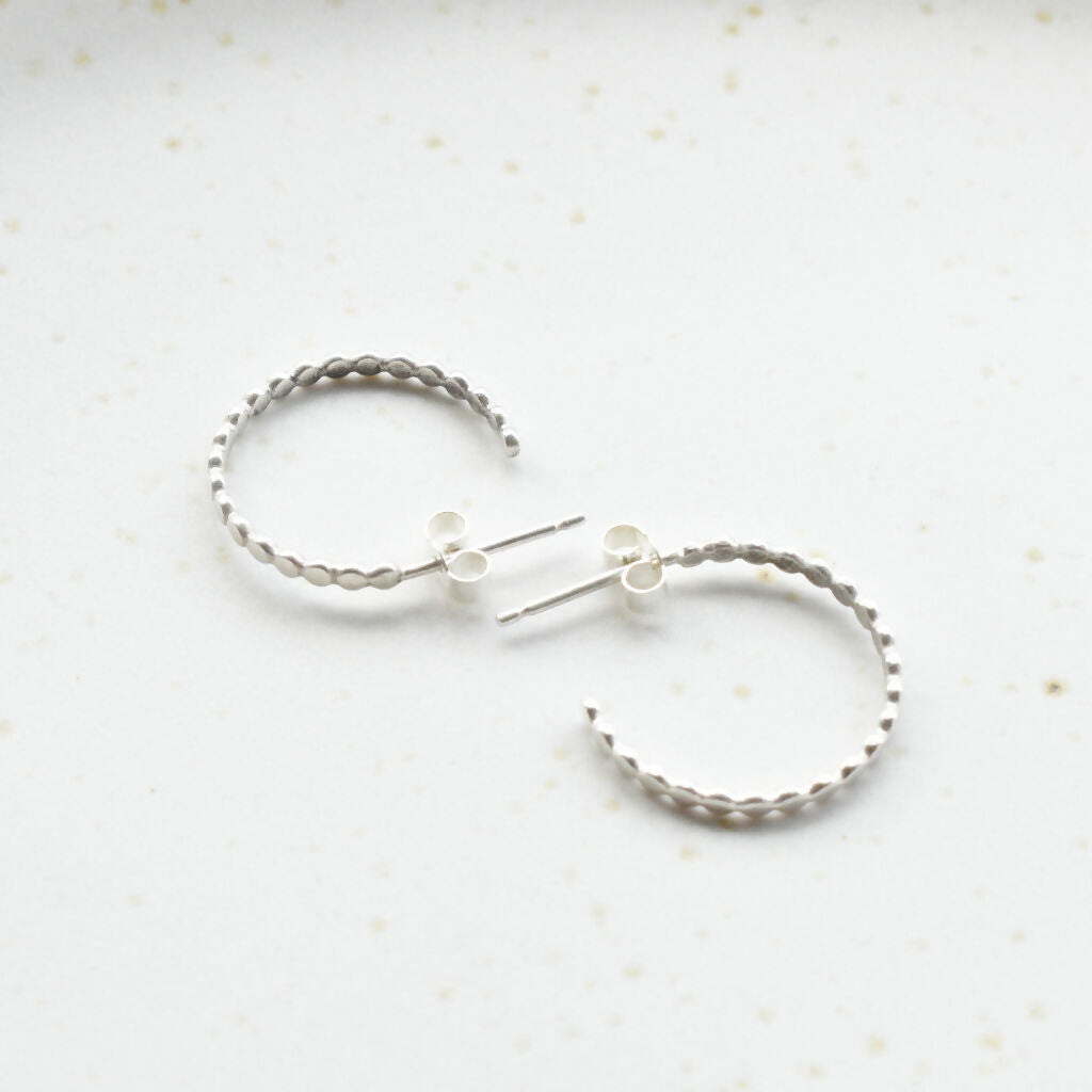 Sterling Silver Dots Hoop Earrings