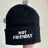 Not Friendly Cuffed Rectangular Patch Beanie Hat