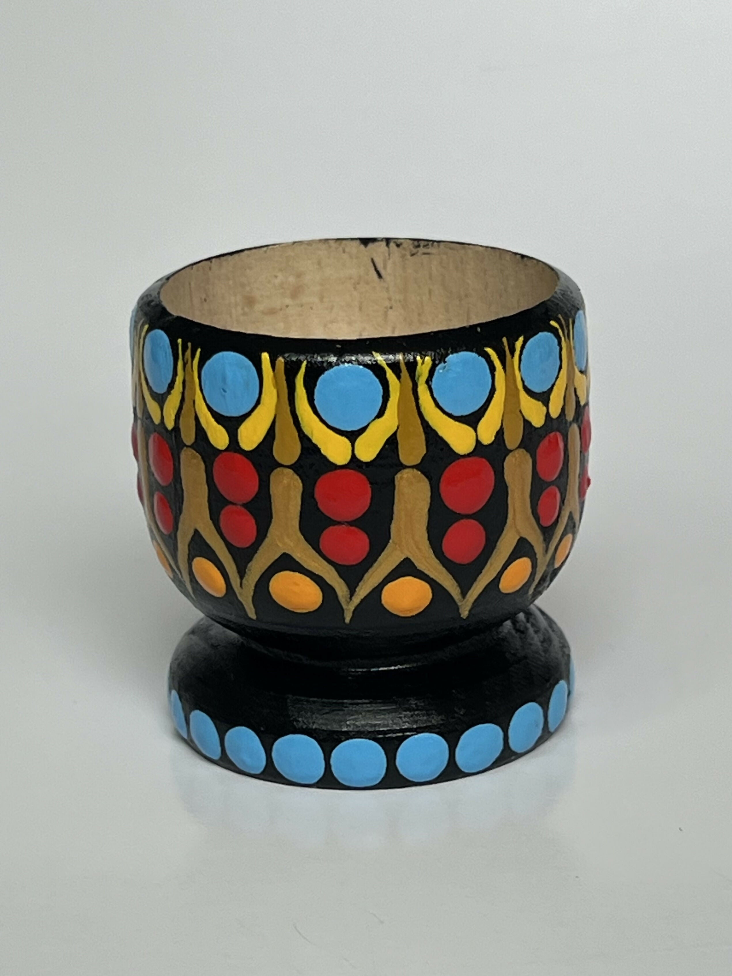 Hand Painted Wooden Egg Cup