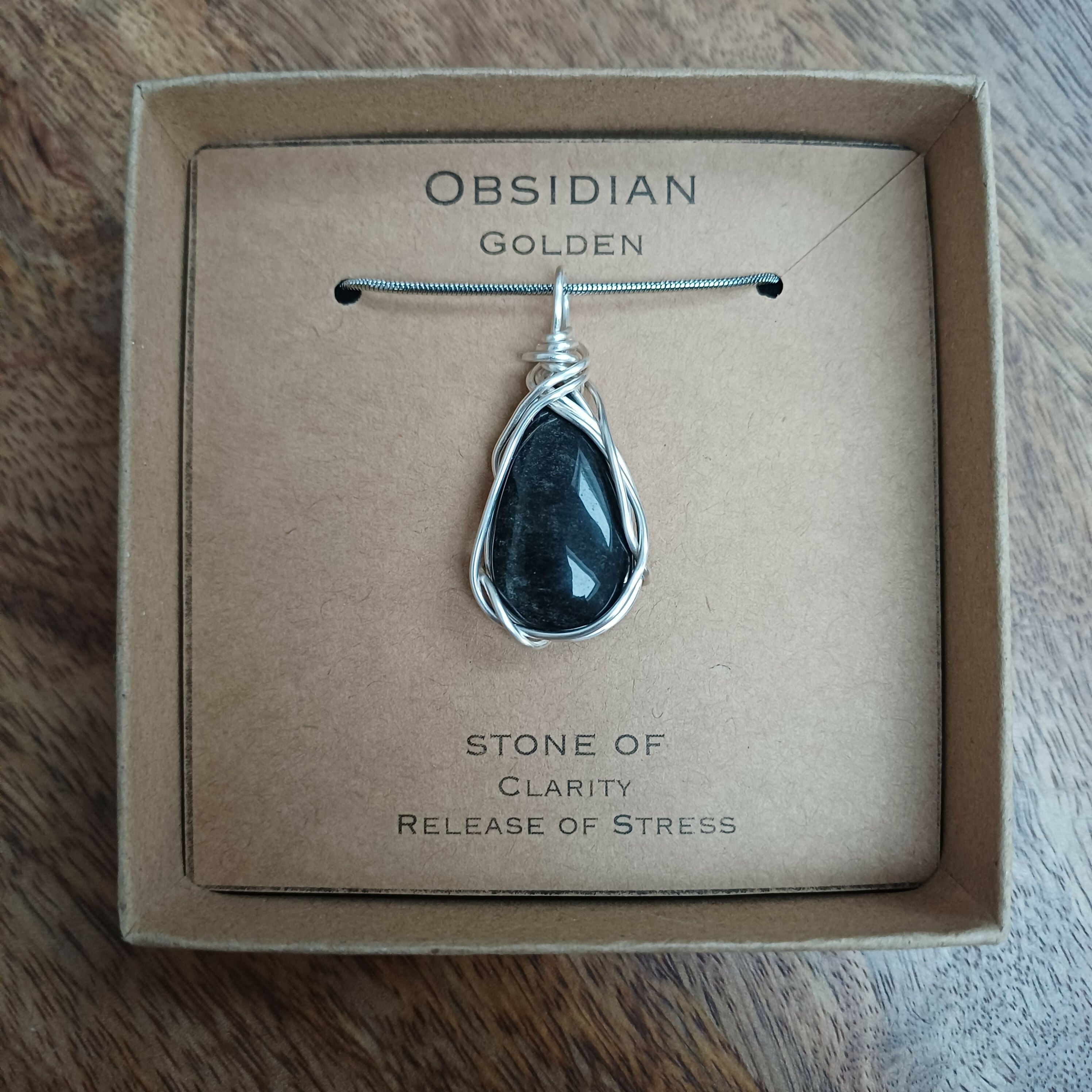 Golden Obsidian Wire Wrapped Pendant