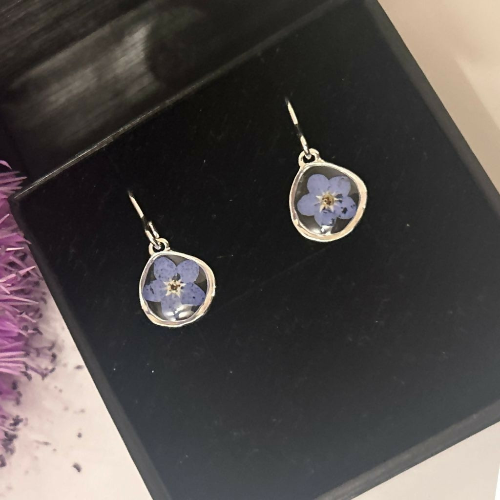 Forget Me Not Organic Circle Earrings
