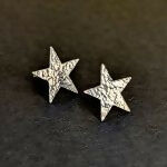 ‘Fallen Star’ Sterling Silver Hammered Star Medium Sized Stud Earring