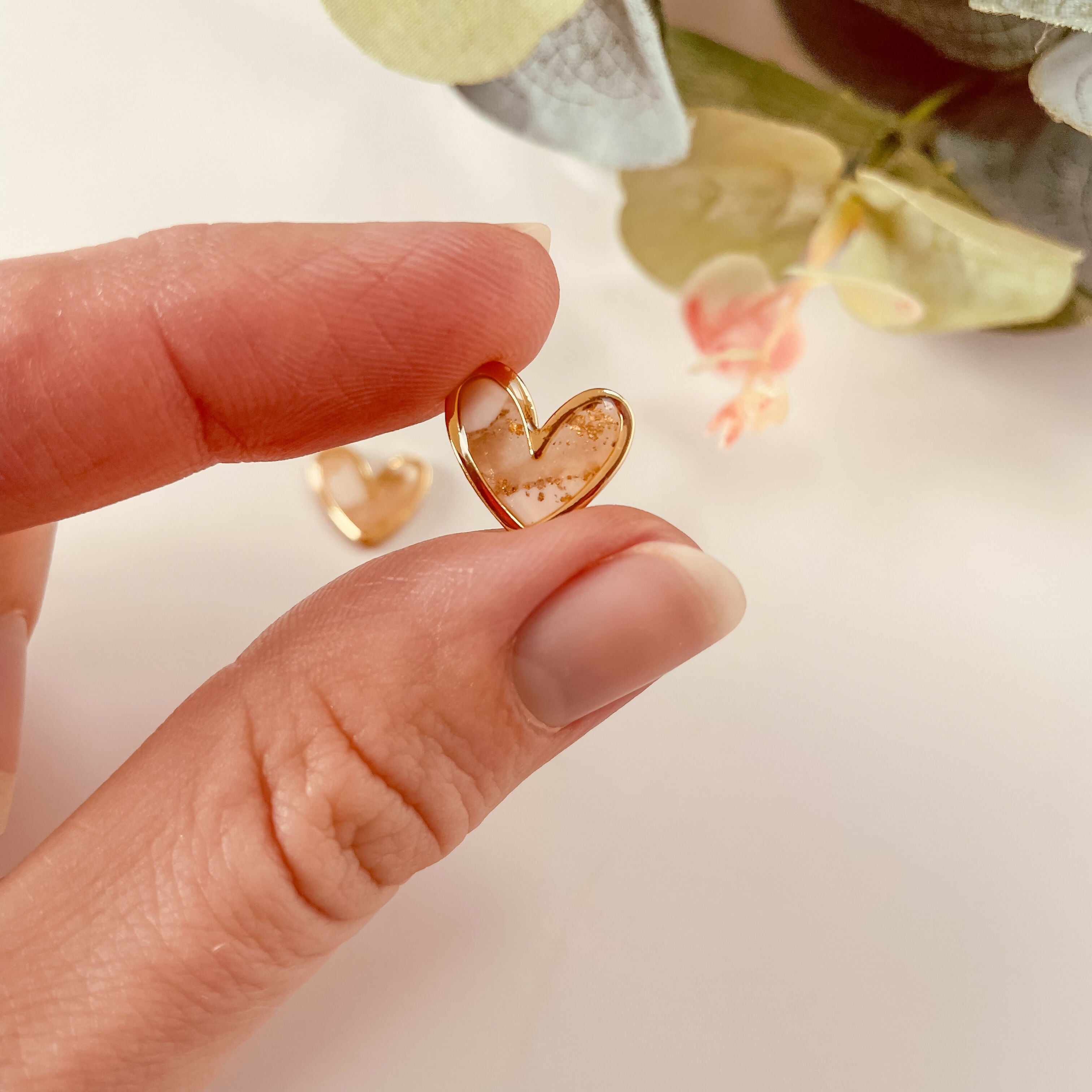 White and Gold Stud Earrings