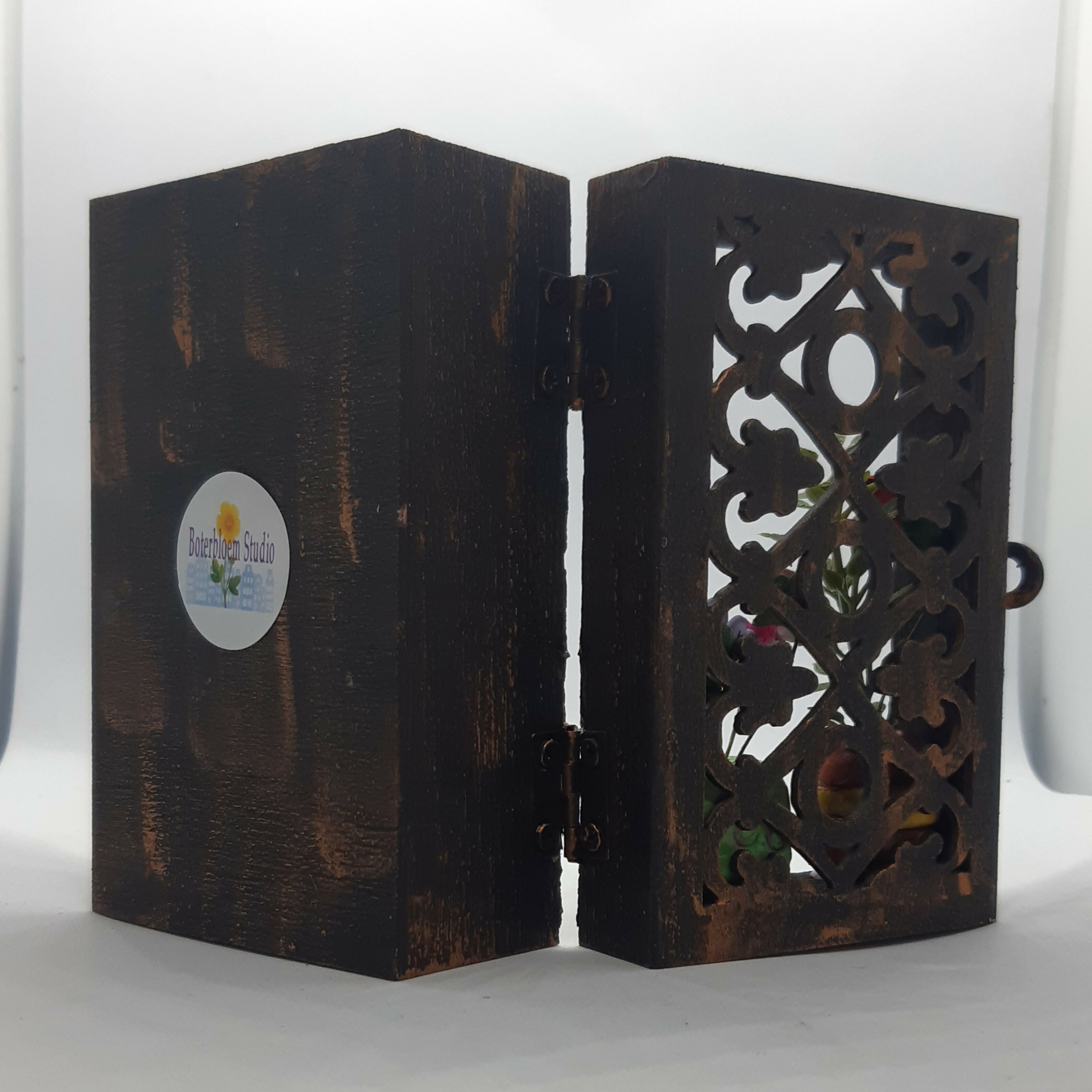 Bookcase Diorama Clay Trinket Filled Wooden Box