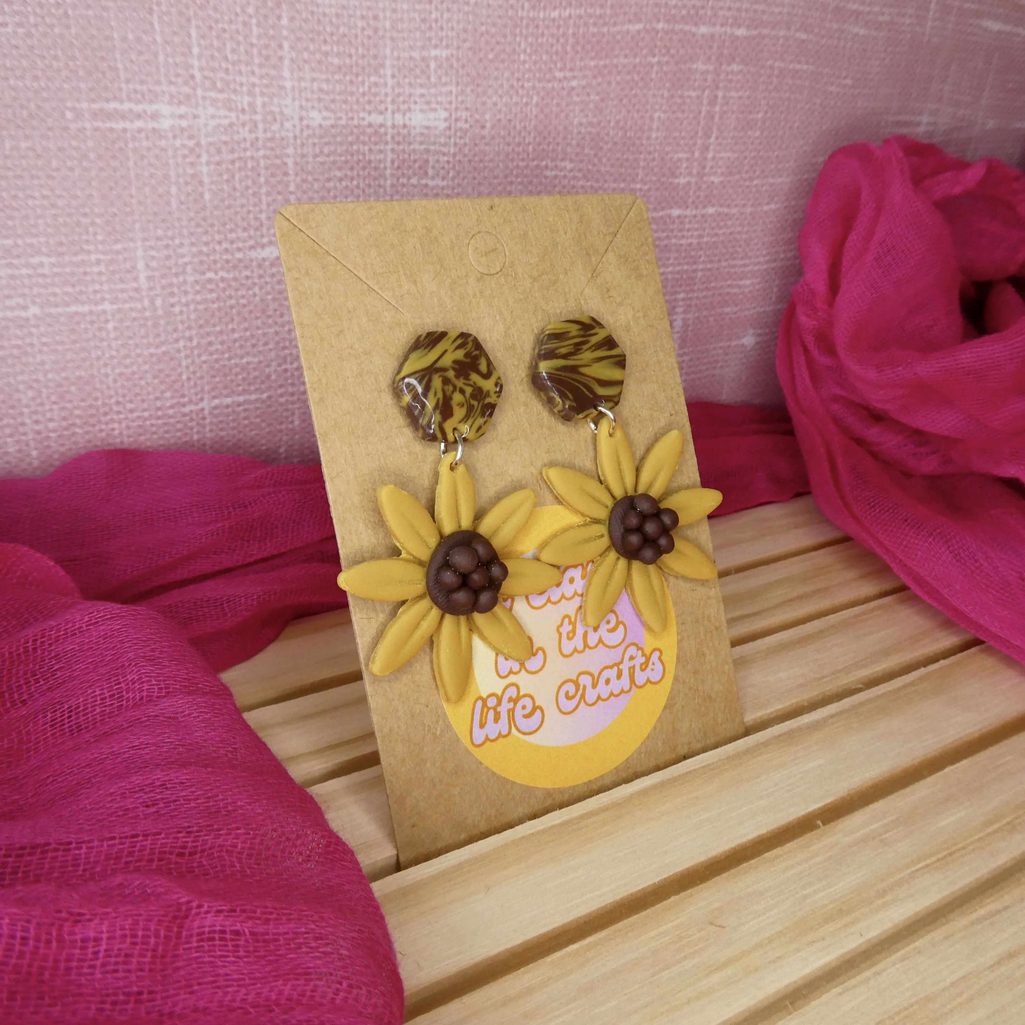 Moulded Sunflower Polymer Clay Earrings