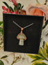 Labradorite Wire Wrapped Crystal Mushroom Necklace on Sterling Silver Chain