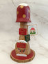 30cm Red Handmade, Free Standing Painted Wooden Fluted Topped Toadstool Elf House - Whimsical Woodland Ornament & Holiday Keepsake
