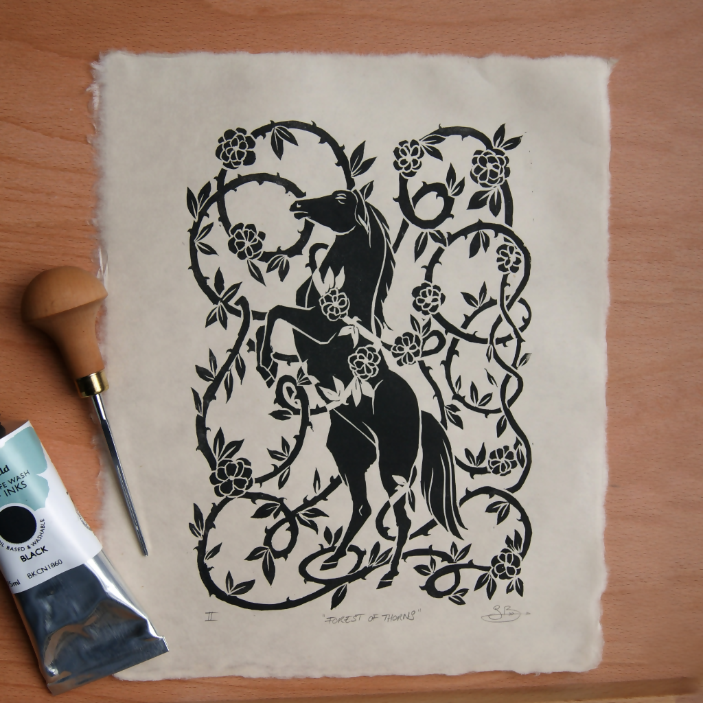FOREST OF THORNS LINO PRINT