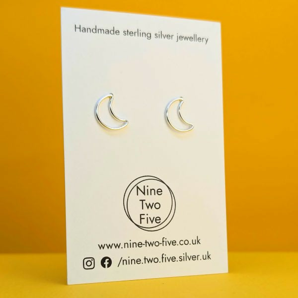 ‘Luna’ Sterling Silver Open Moon Stud Earring