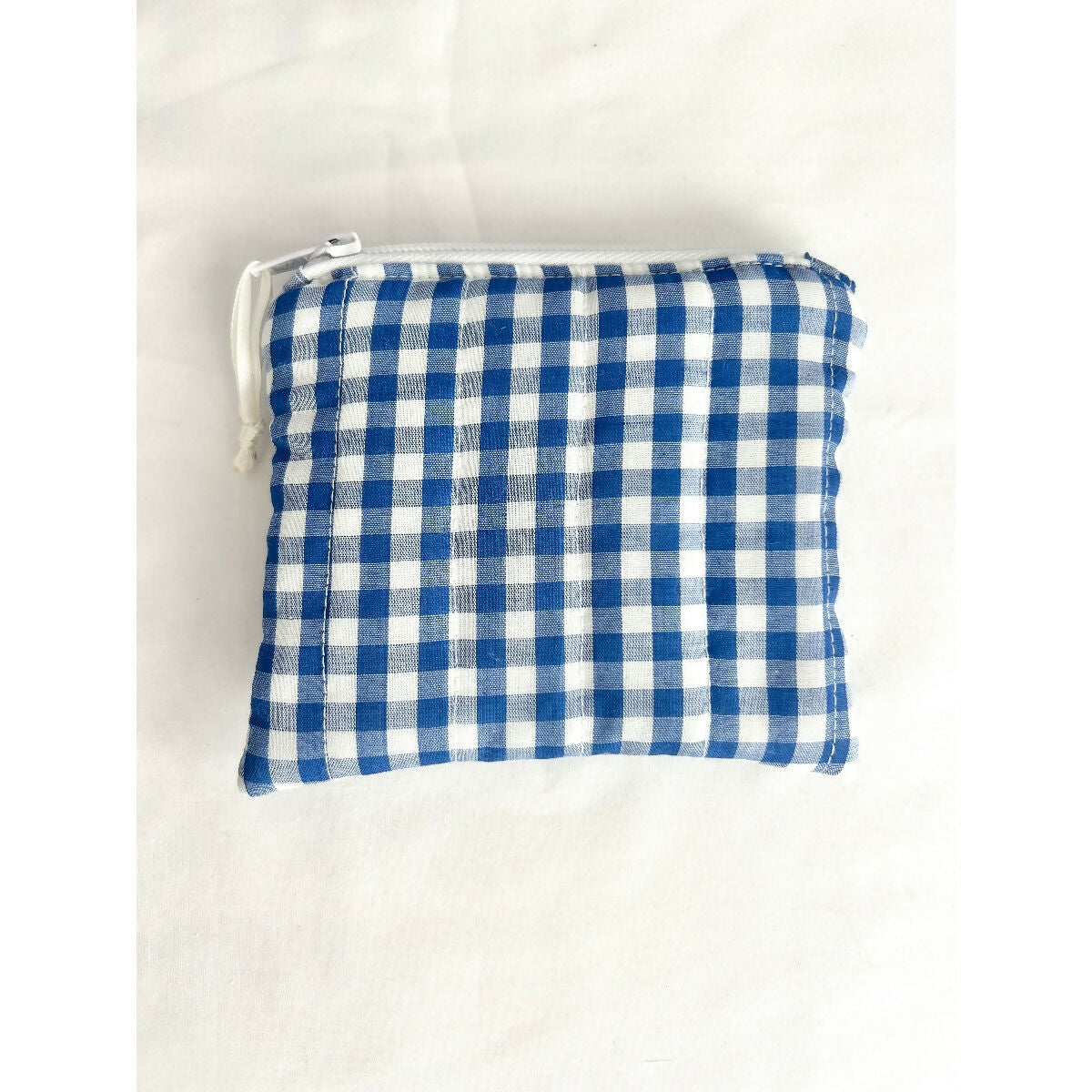 Blue Gingham Quilted Coin Purse / Card Holder