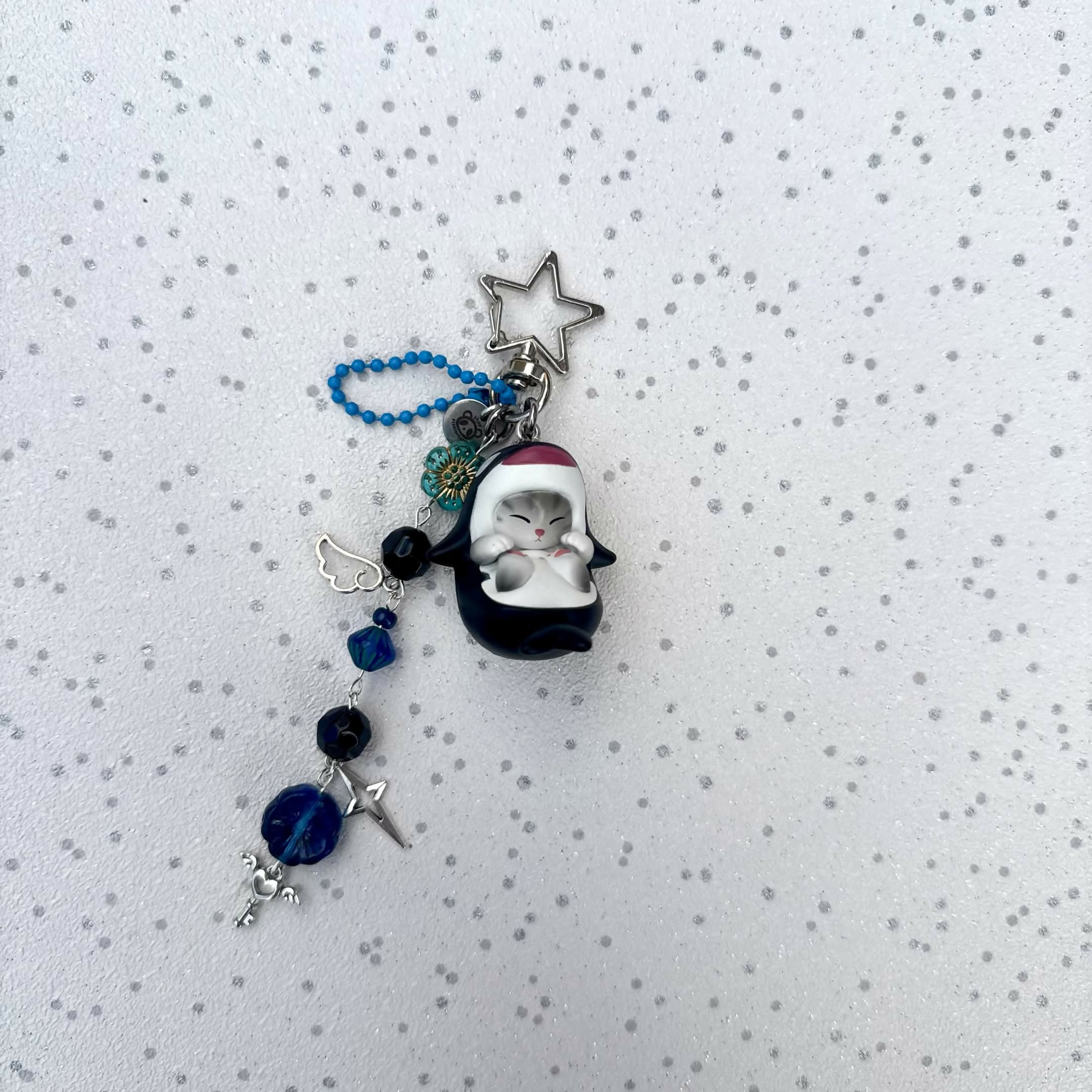 Cat In Shark Costume Trinket Keychain