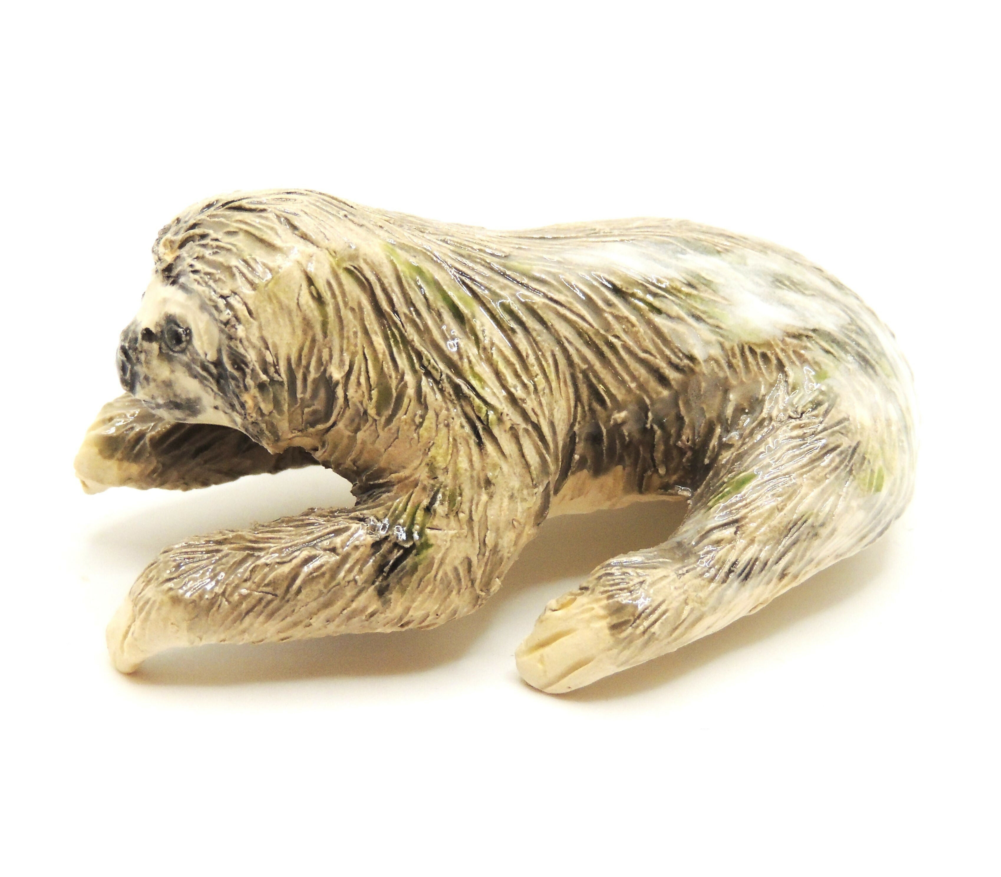 Ceramic 3 toed sloth sculpture