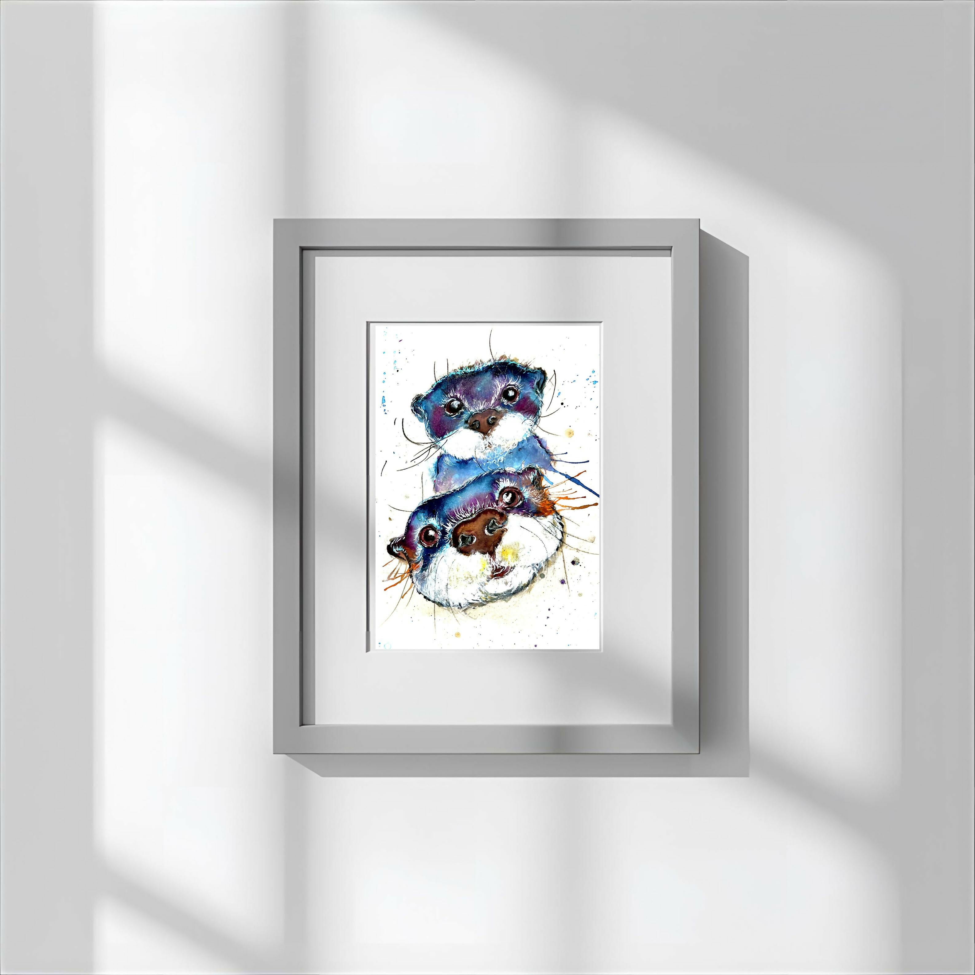 FINE ART PRINT OF THE OTTER DUO, PART OF THE 'ANIMAL ART COLLECTION'