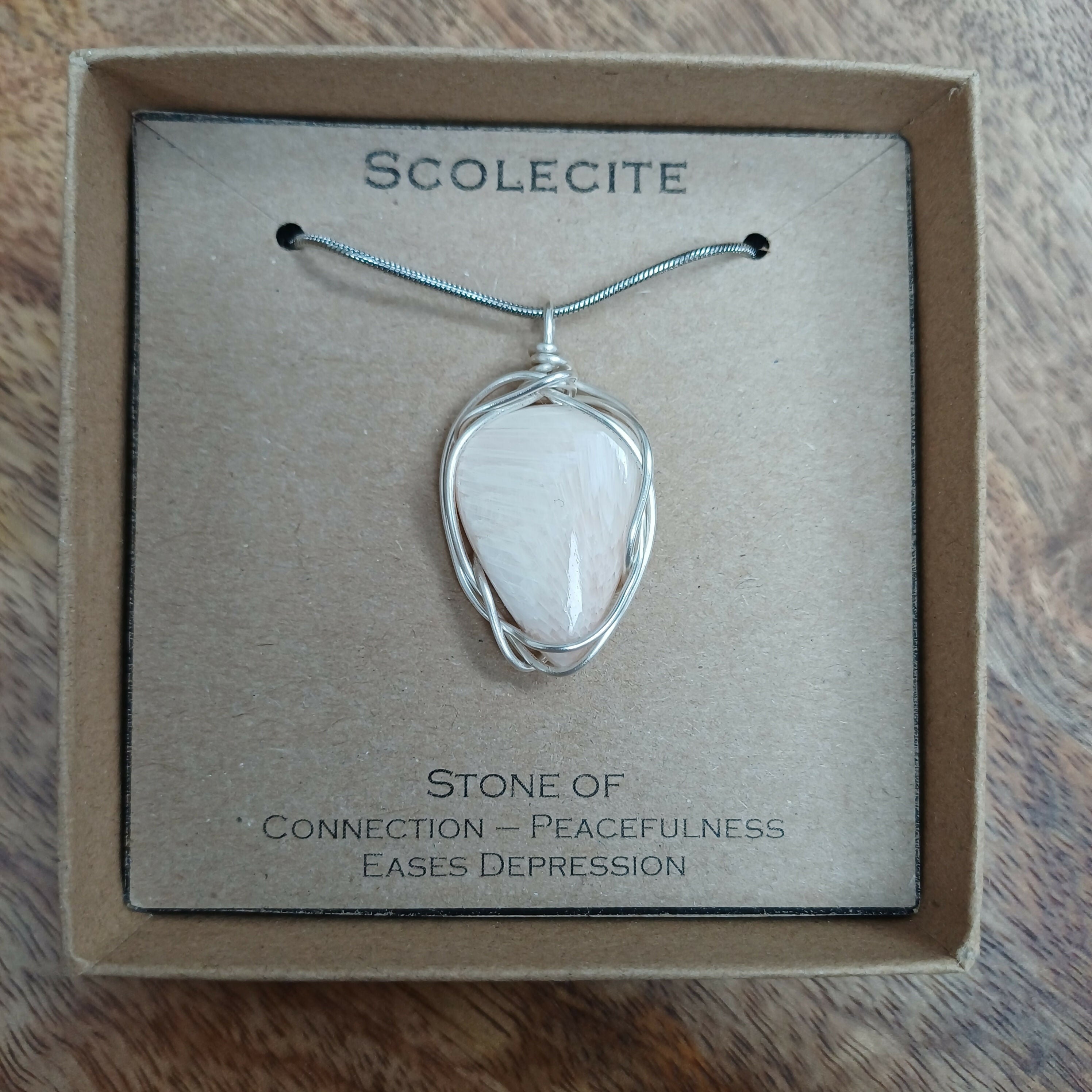 Scolecite Wire Wrapped Pendant