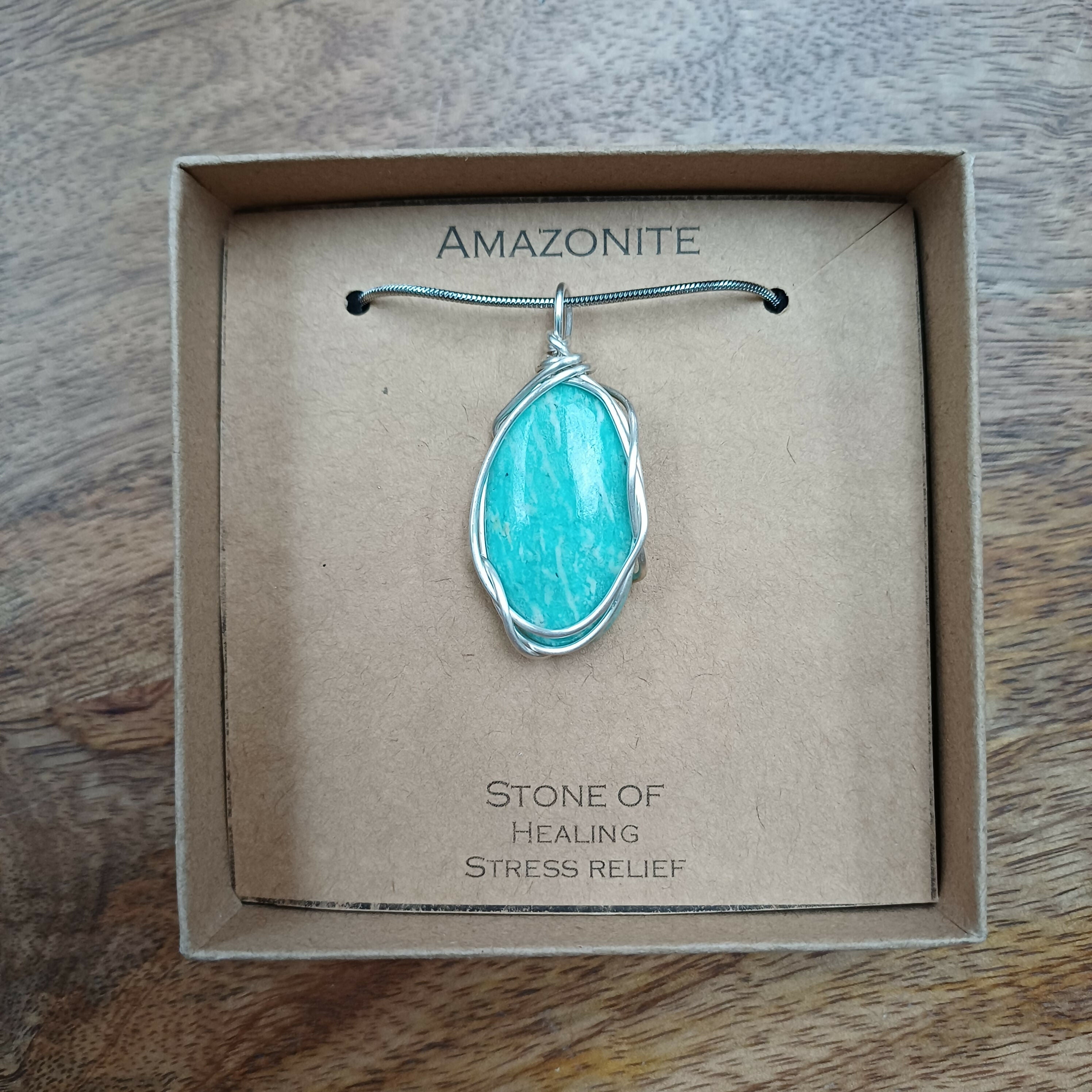 Amazonite Wire Wrapped Pendant