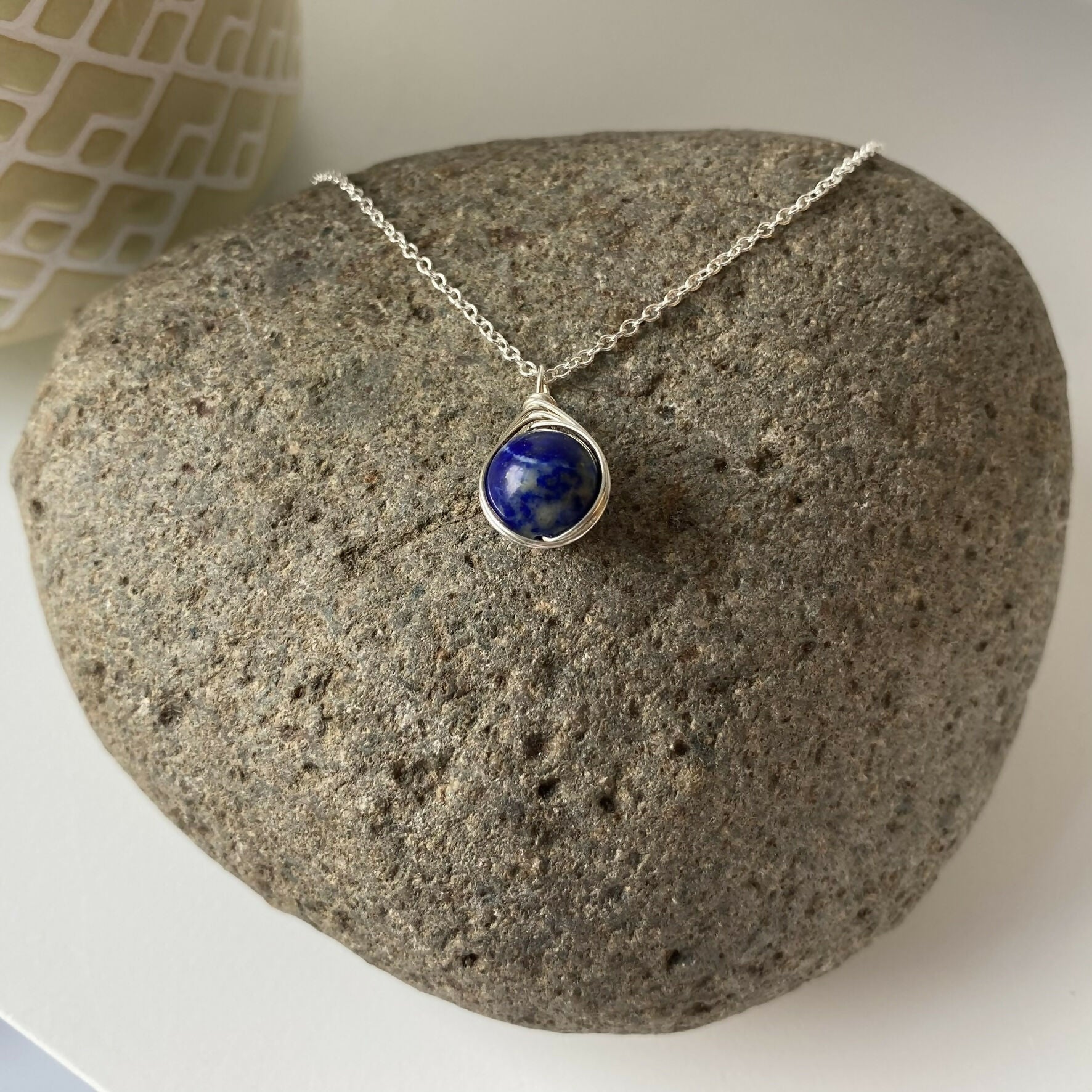 Lapis Lazuli Drop Necklace, Sterling Silver