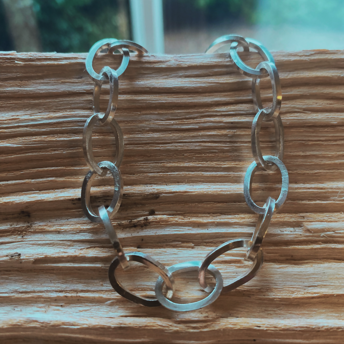 Sterling Silver Oval Linked Bracelet - adjustable 8 inches & hallmarked