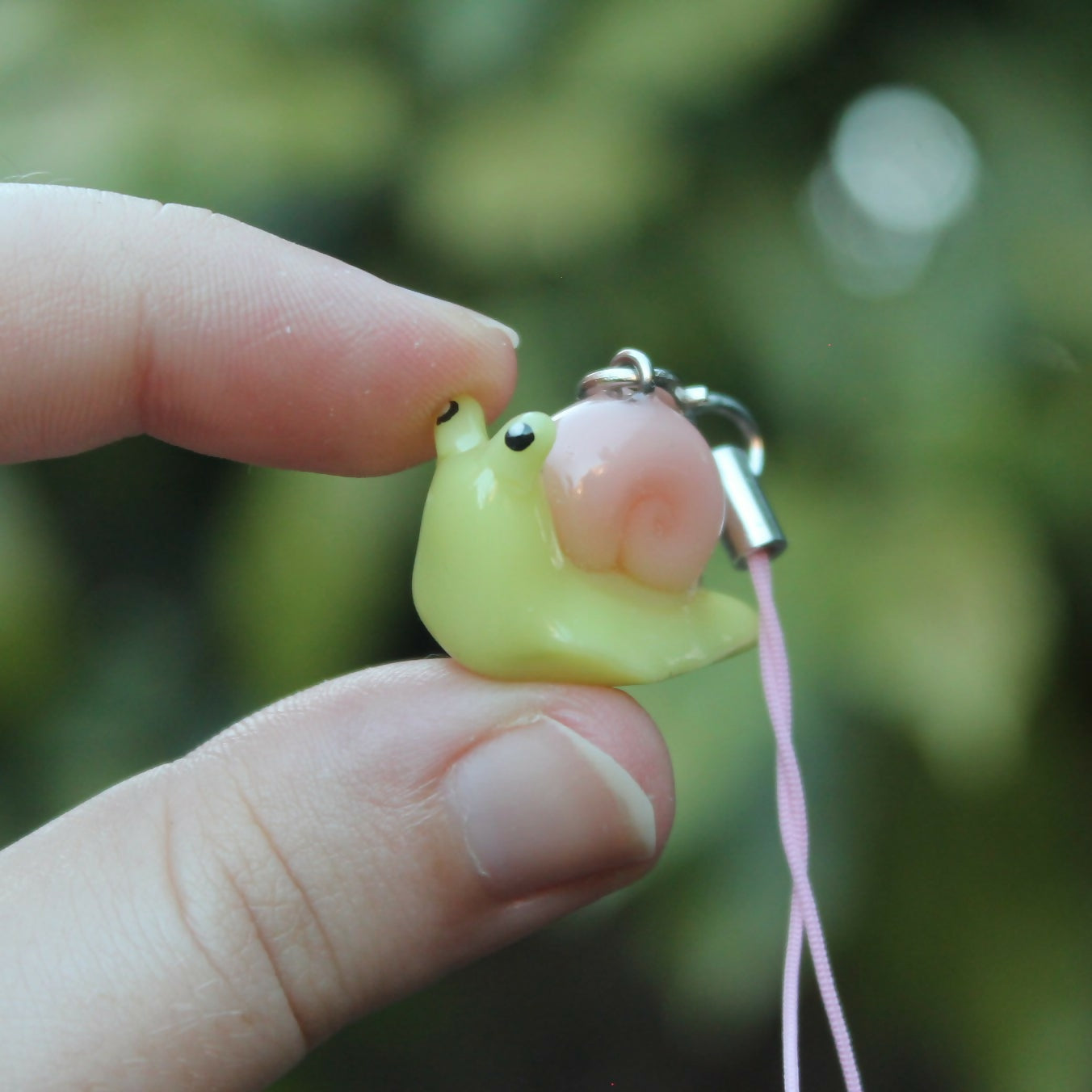 Handmade Polymer Clay Pink Snail Phone Charm