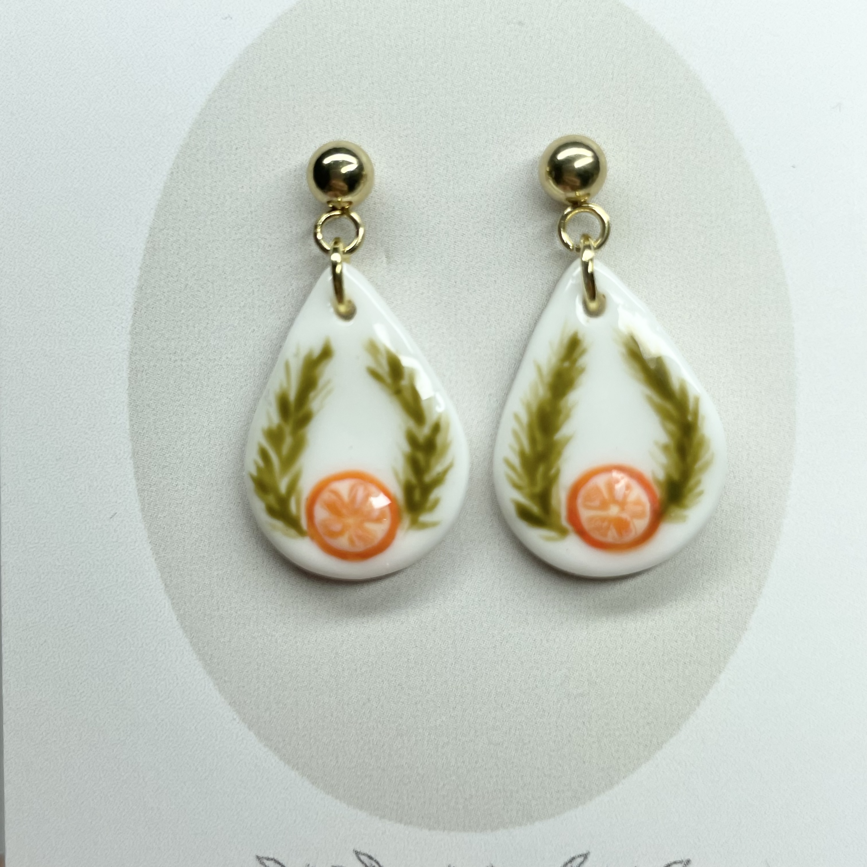 Polymer Clay Earrings With Gold Plated Fastenings