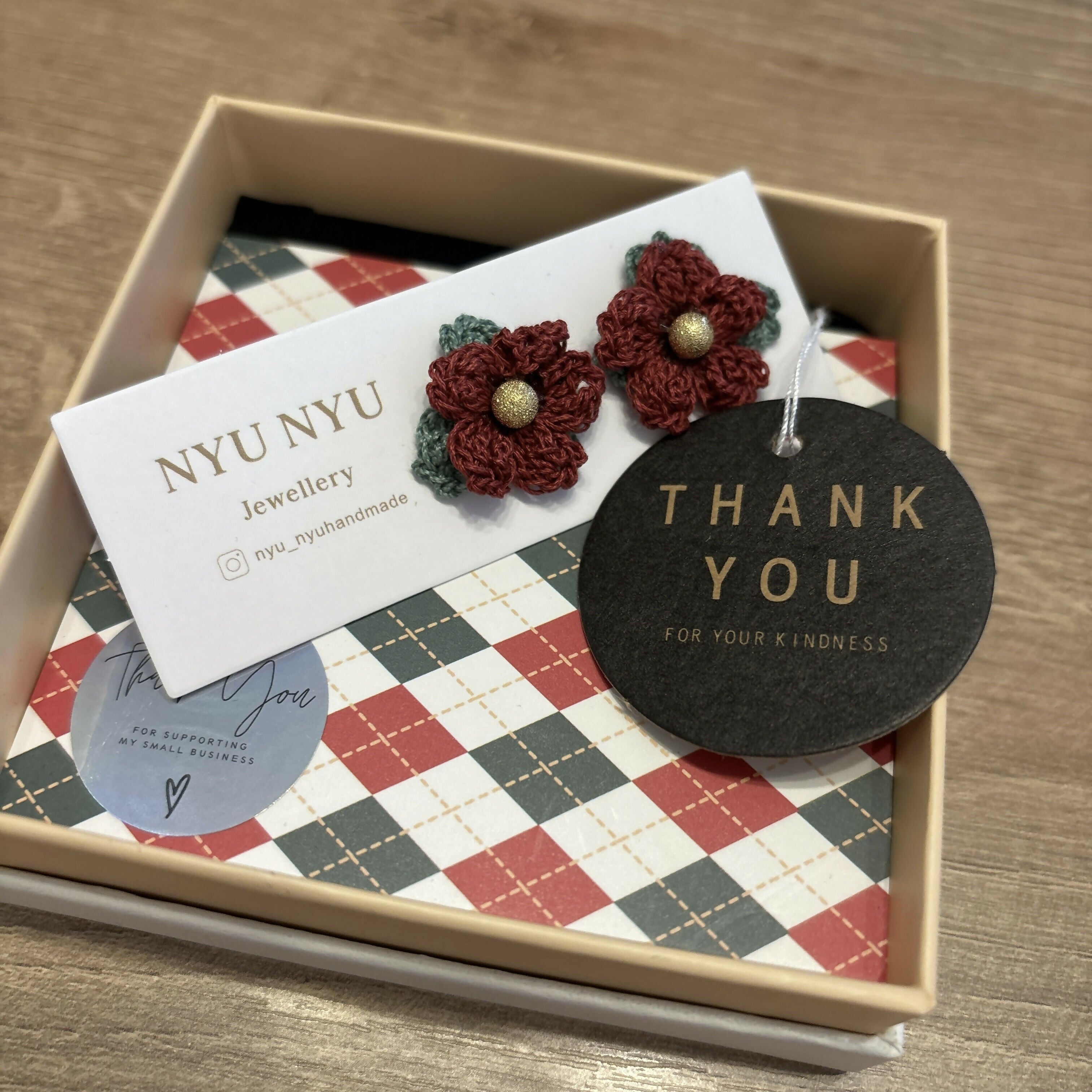 Micro Crochet Christmas Flower Earrings