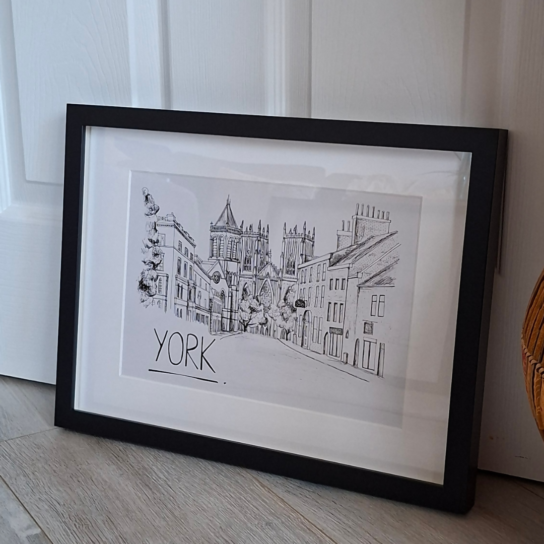 York Skyline A4 Framed Print