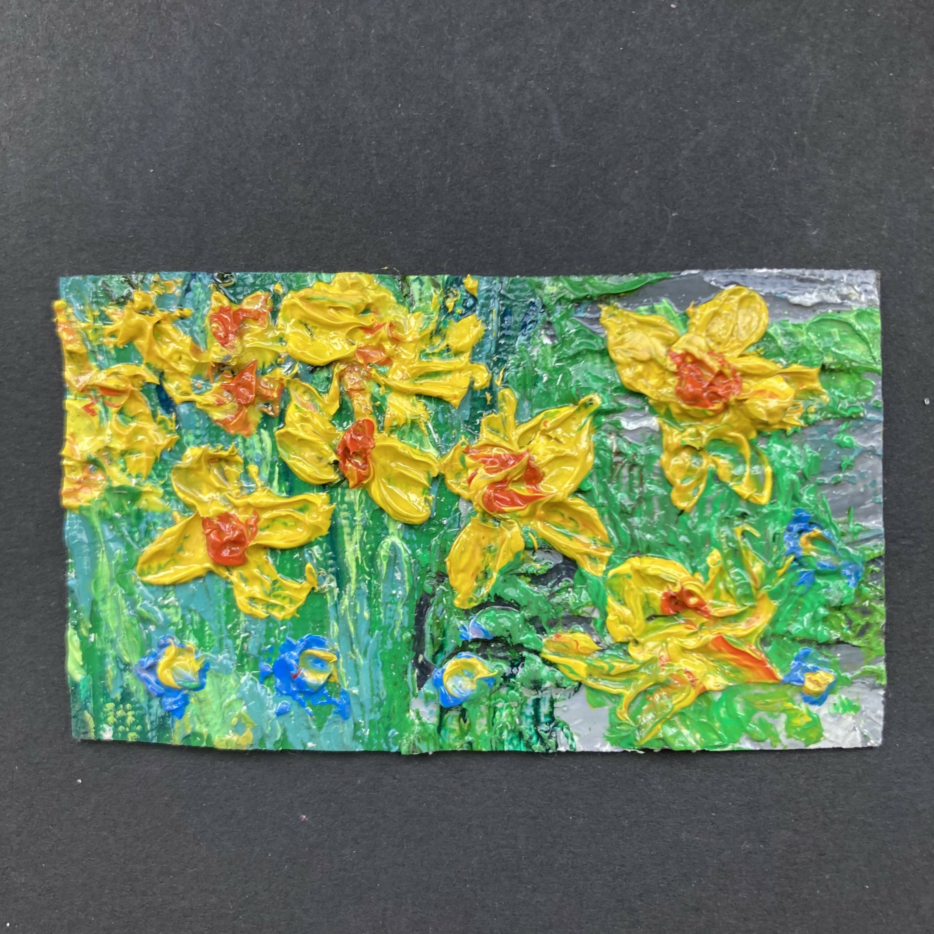 Daffodils Mini Oil Painting Canvas Fridge Magnet