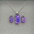 Pink & Purple Flower Dichroic Glass Necklace and Earrings Set - Sterling Silver, Handmade by Jade Tapson Glass.