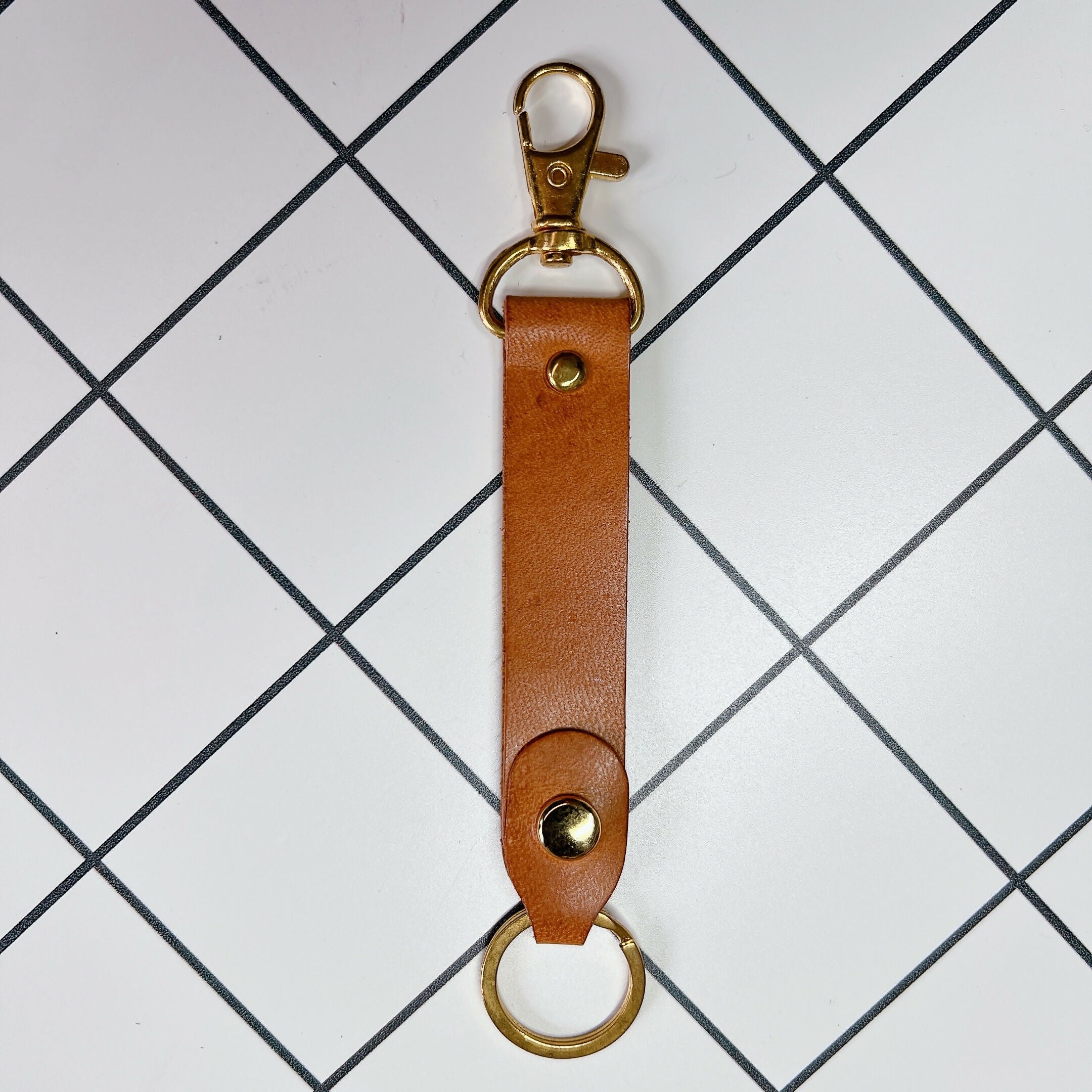 LoopLock Leather Keychain (Gold-tone Hardware)