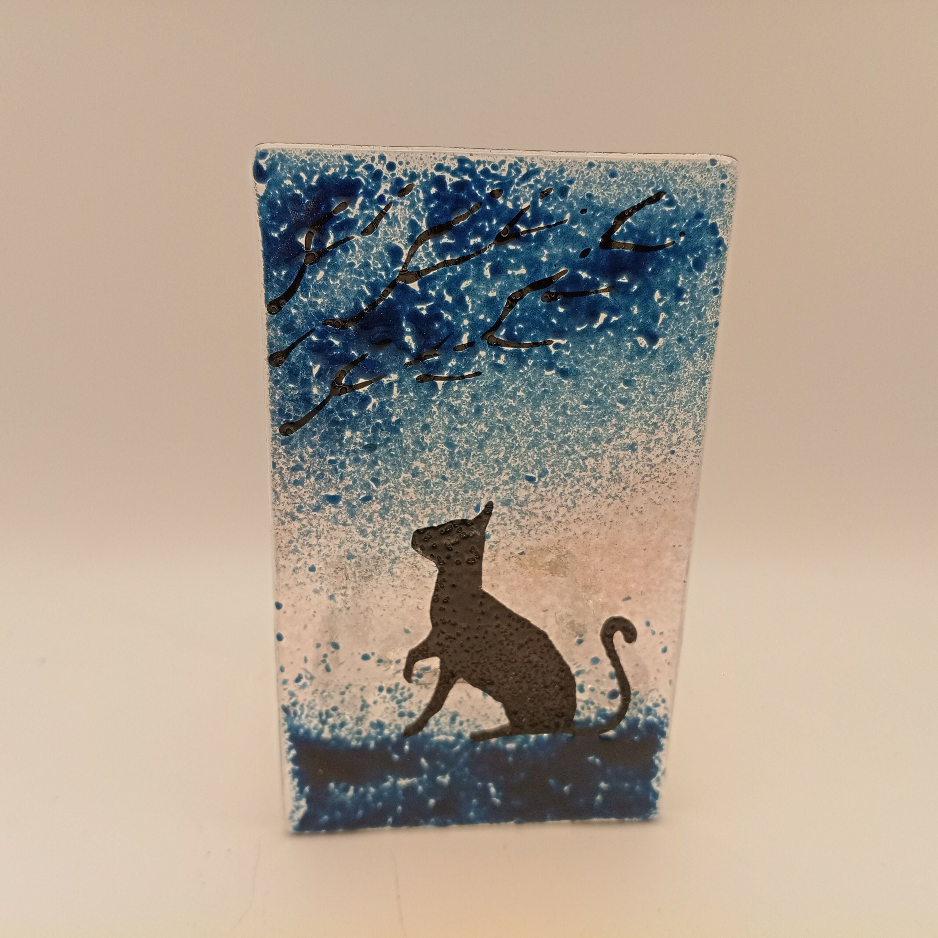 Fused Glass Silhouette Cat Tealight