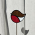 Opaque Red & Brown Robin Stained Glass Plantstake