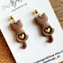 Polymer Clay Floral Cats Earrings / Handmade Cute Animal Dangles