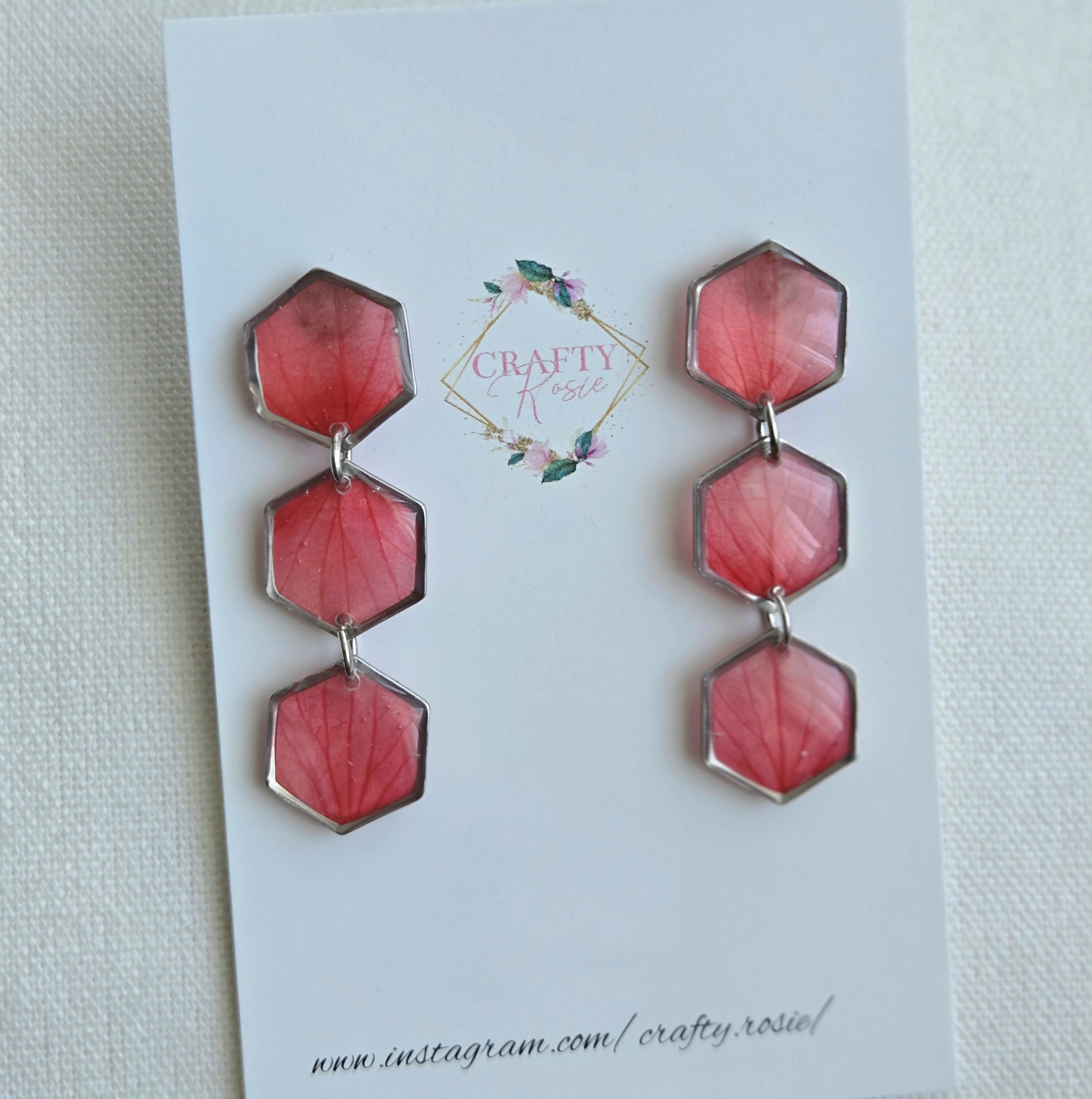 Stainless Steel Real Dried Hydrangea Dangle Earrings