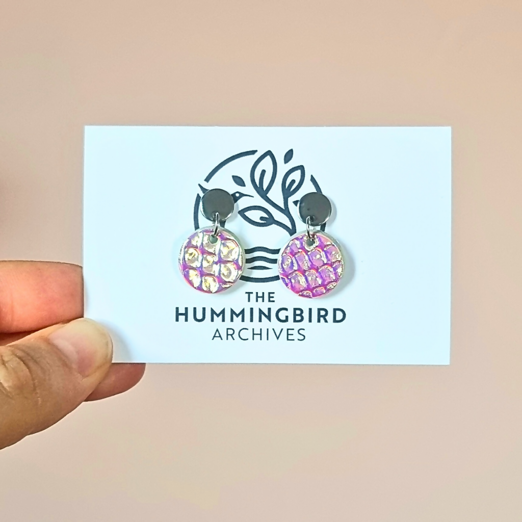 Holographic Ripple Mini Circle Earrings