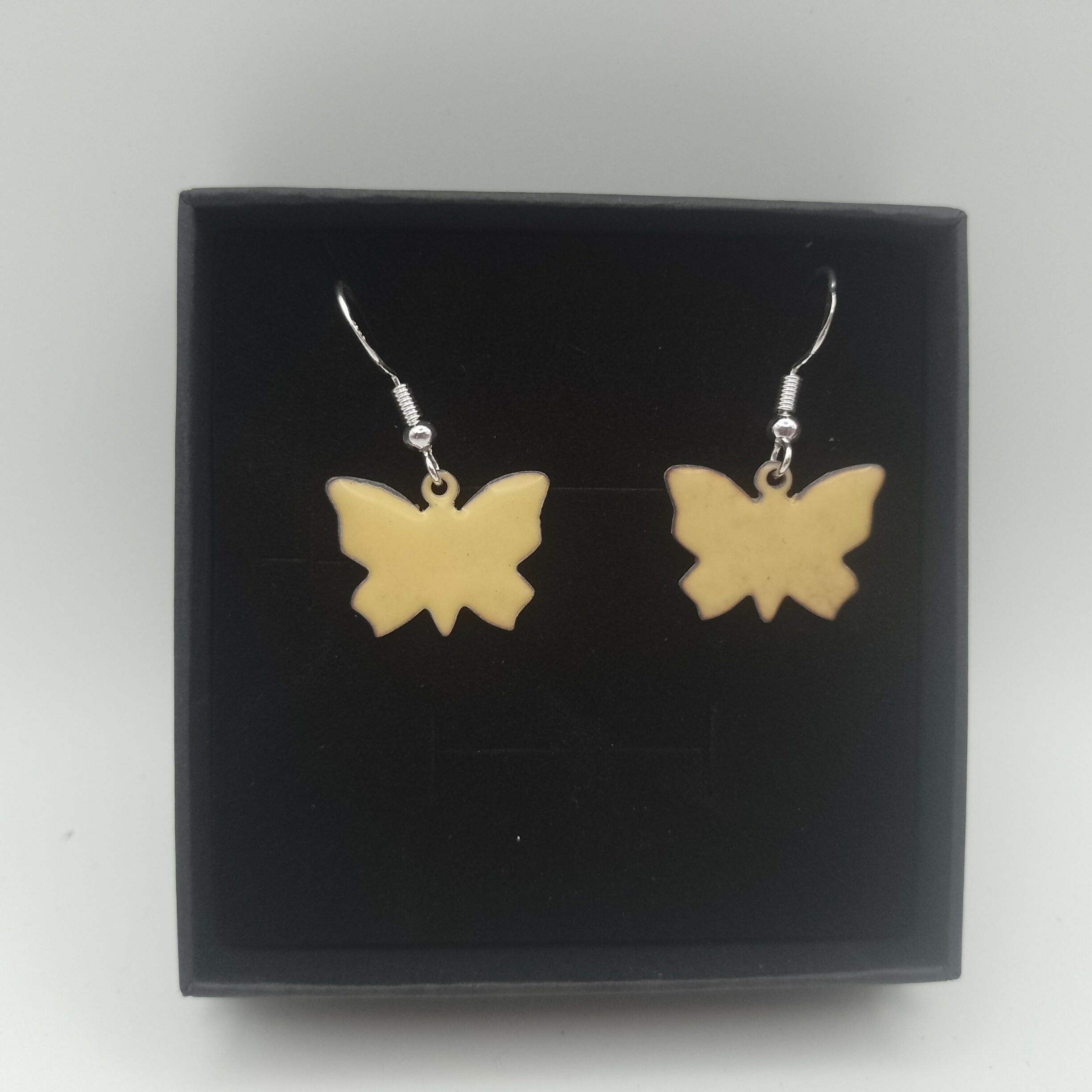 Yellow Butterfly Enamel Earrings