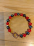 Pure Copper Toggle Catch Bracelet with Coffee Snowflake Jasper, Red Chalcedony and Faceted Bronze Hematite.