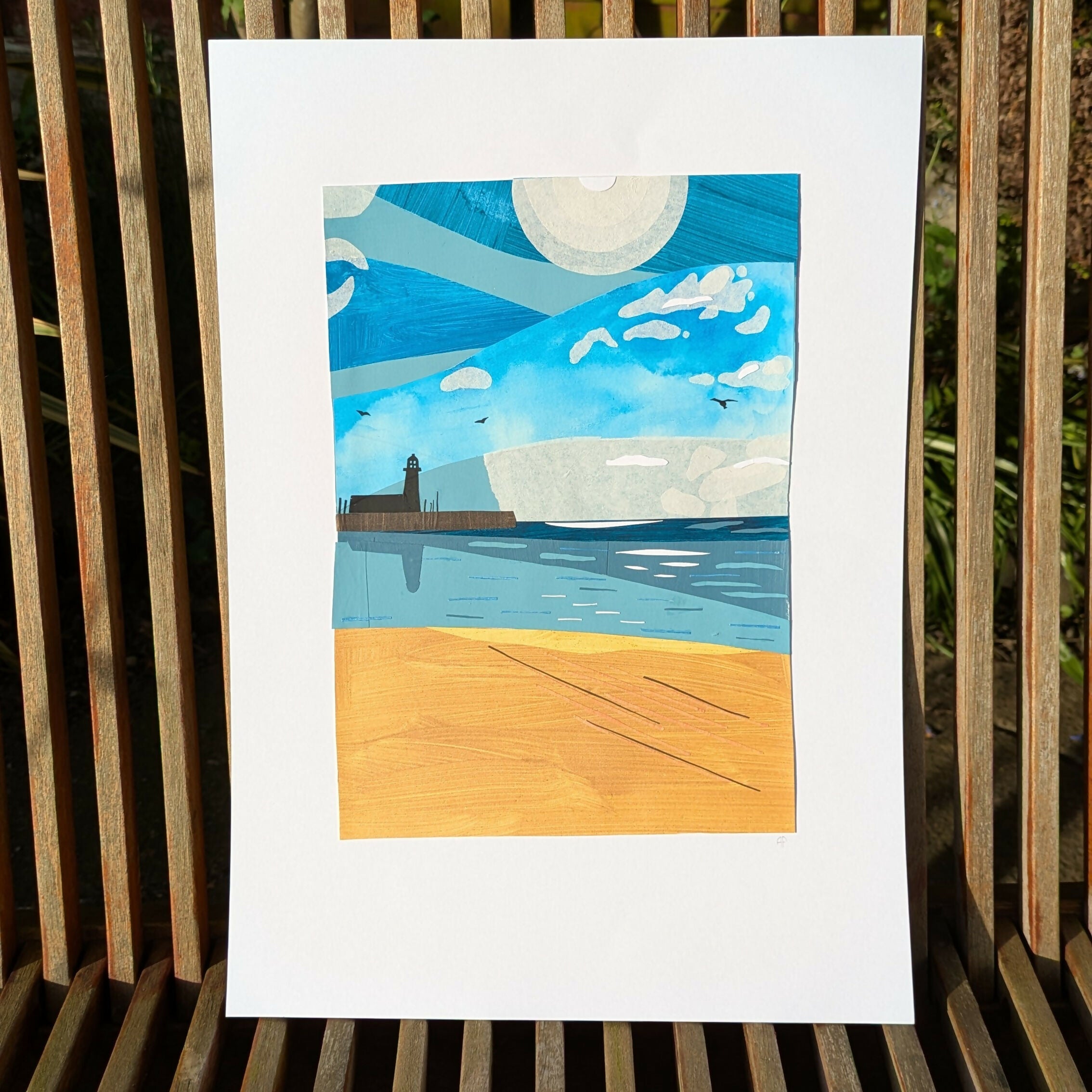 Original Collaged Coastal Scene