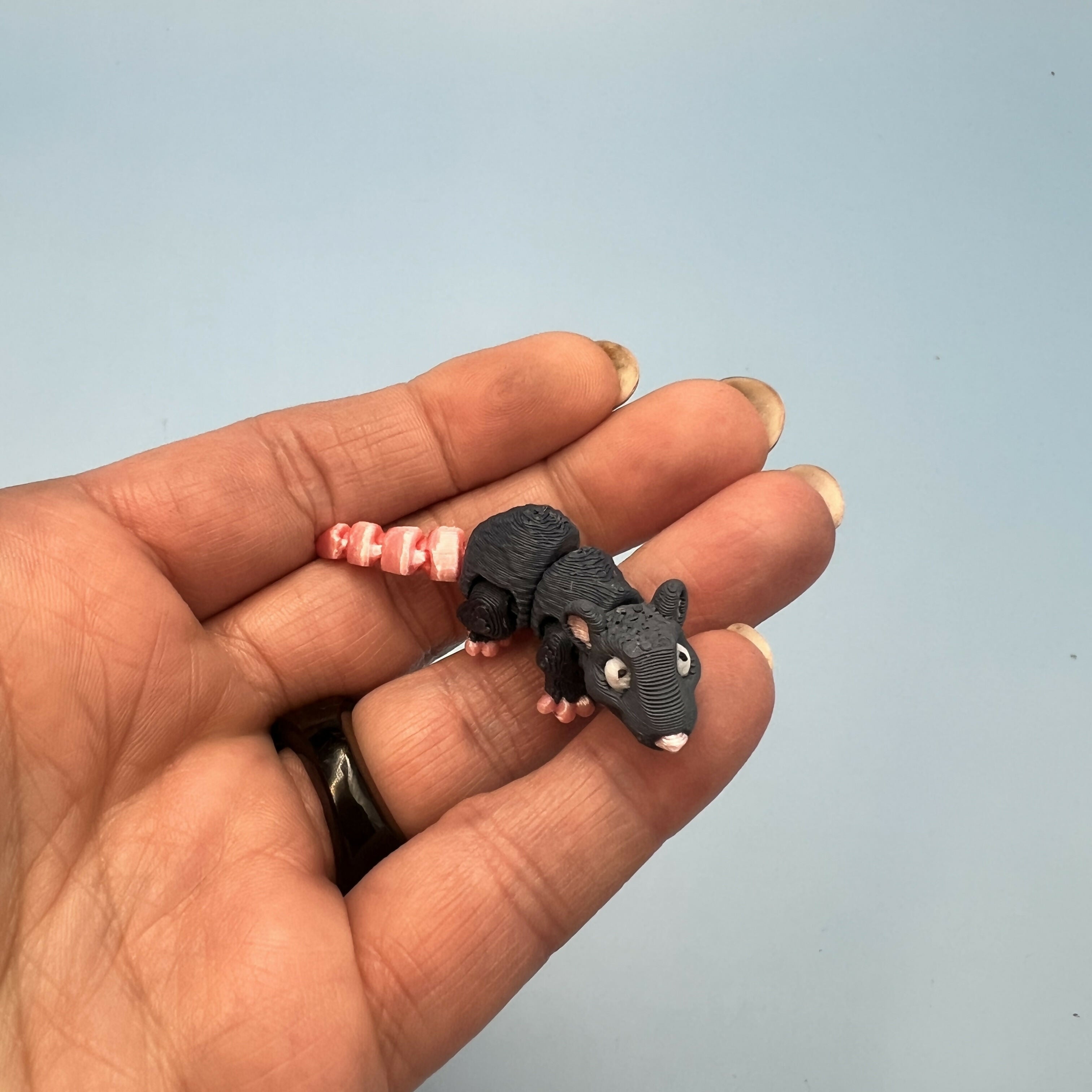 3D Printed Micro Miniatures: Articulated Sensory Fidget Animals friends, Tigers, Turtles, Cats, Dog, Spider, Rat, Green/Blue Shark 4-5cm