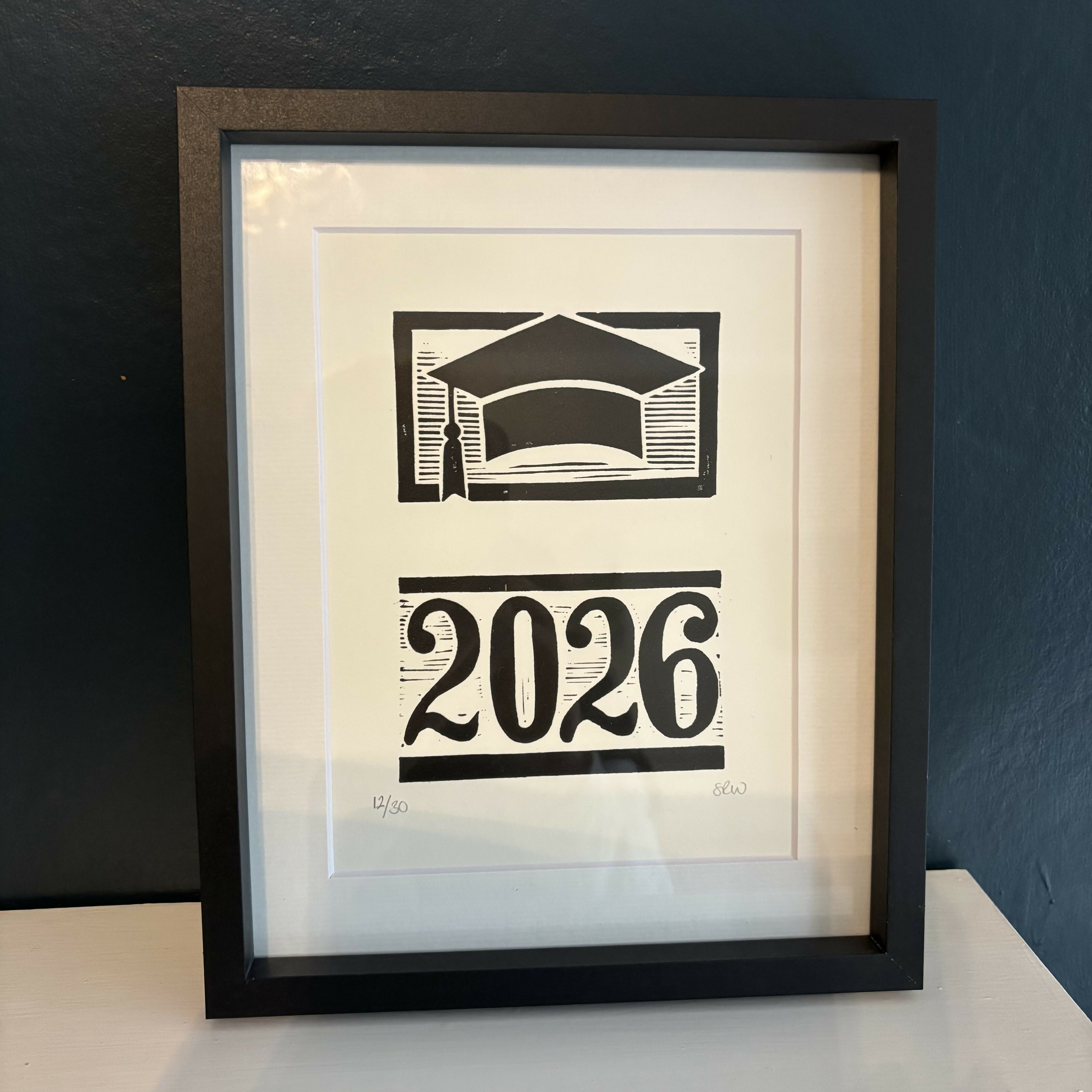 Graduation 2026 Framed Lino Cut Print