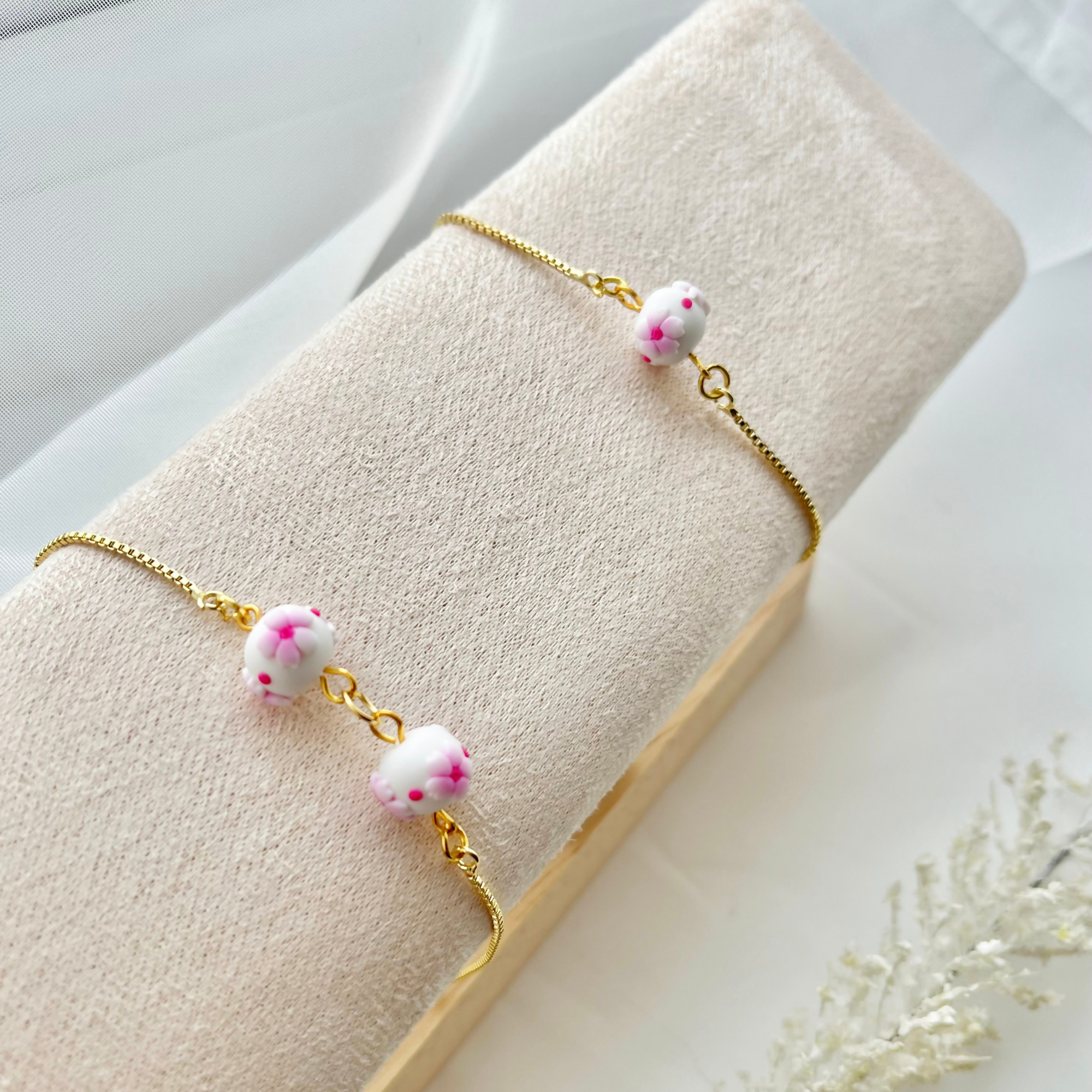 Cherry Blossom Bracelets - Handmade Polymer Clay Bracelets