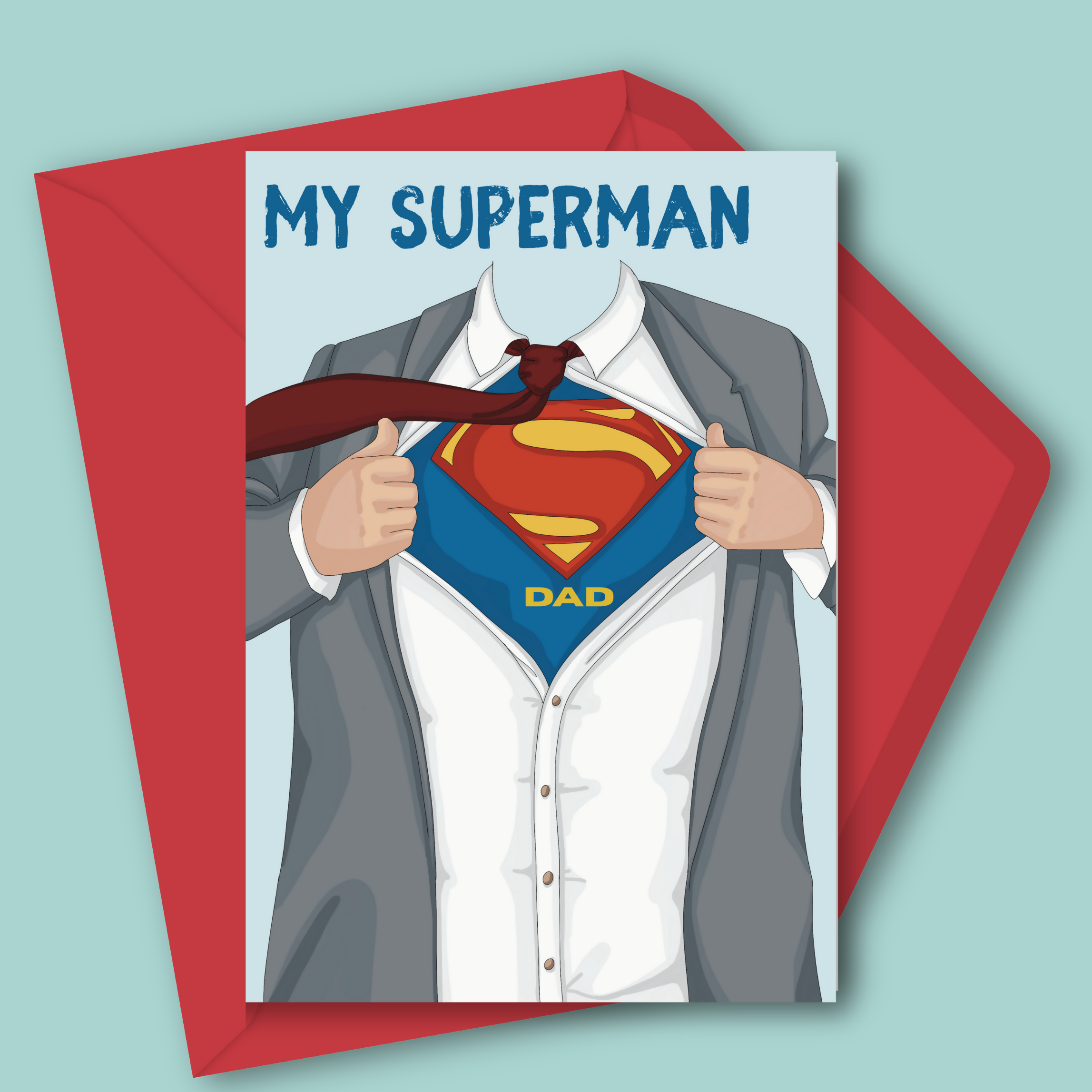 A superman design fathers day card.