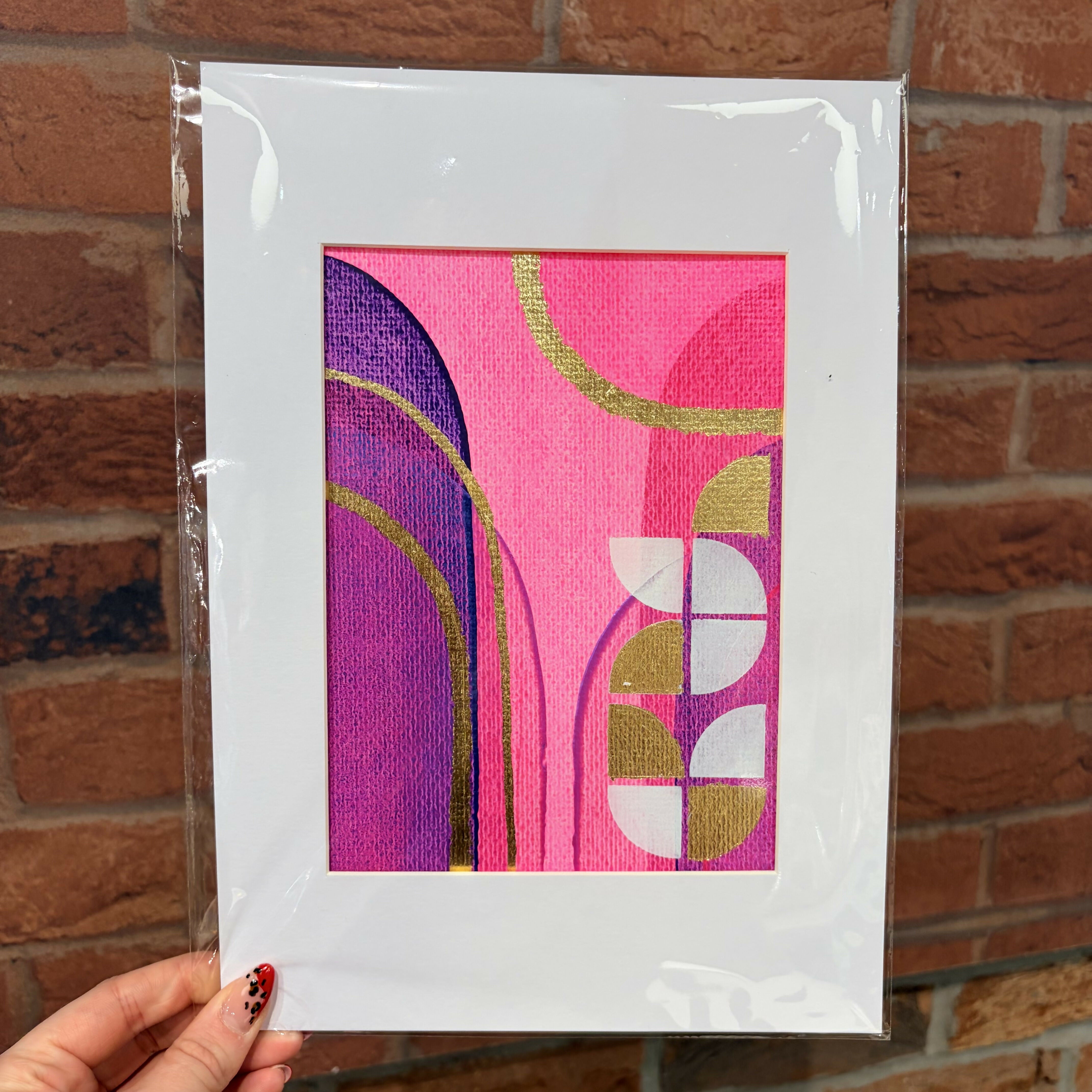 Abstract Pink & Purple Print - A4 Mounted Print