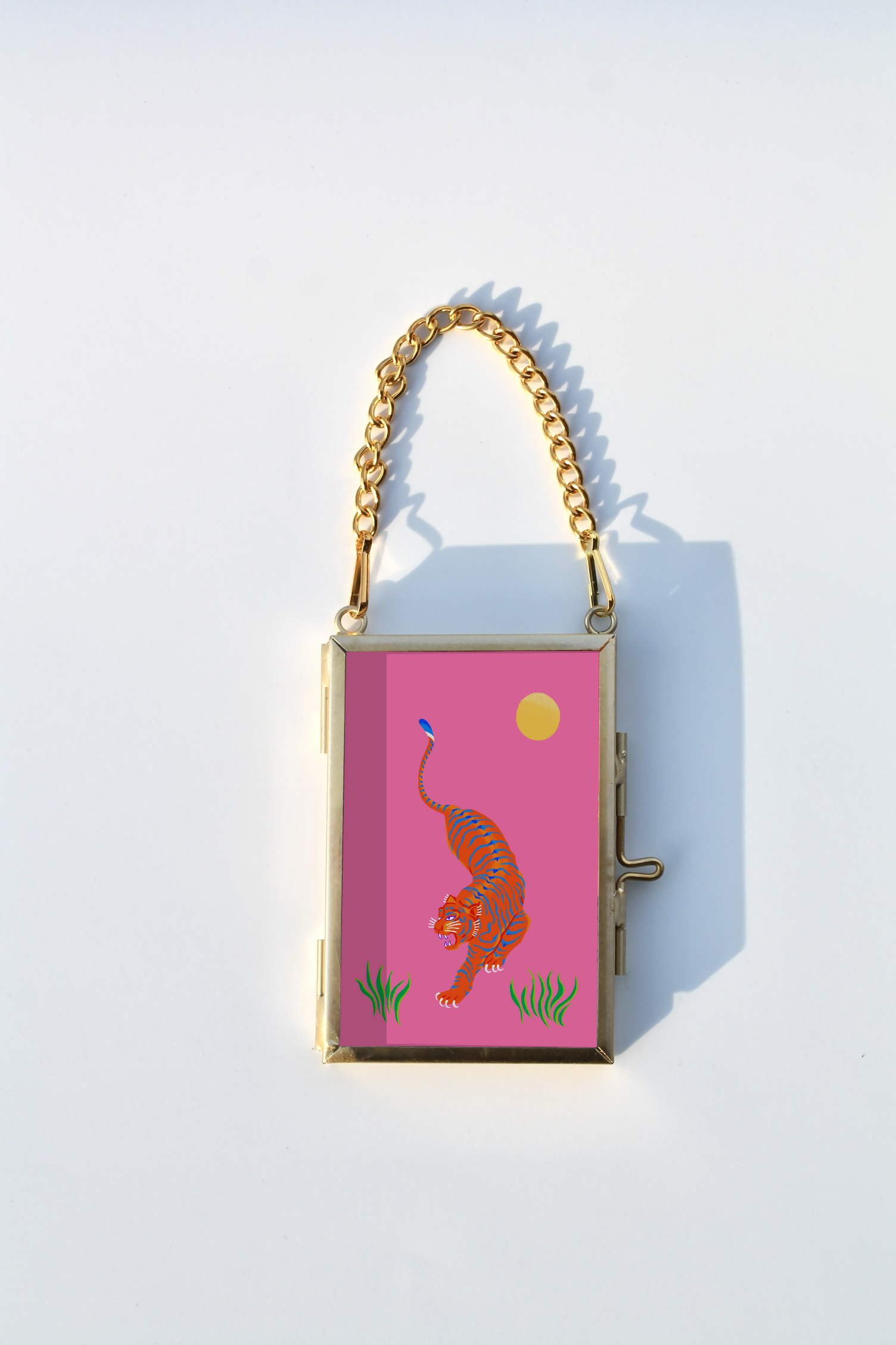 Gold Glass Mini Framed Tiger Art