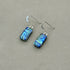 Blue & Green Flower Dichroic Fused Glass Dangle Sterling Silver Earrings - Handmade by Jade Tapson Glass.