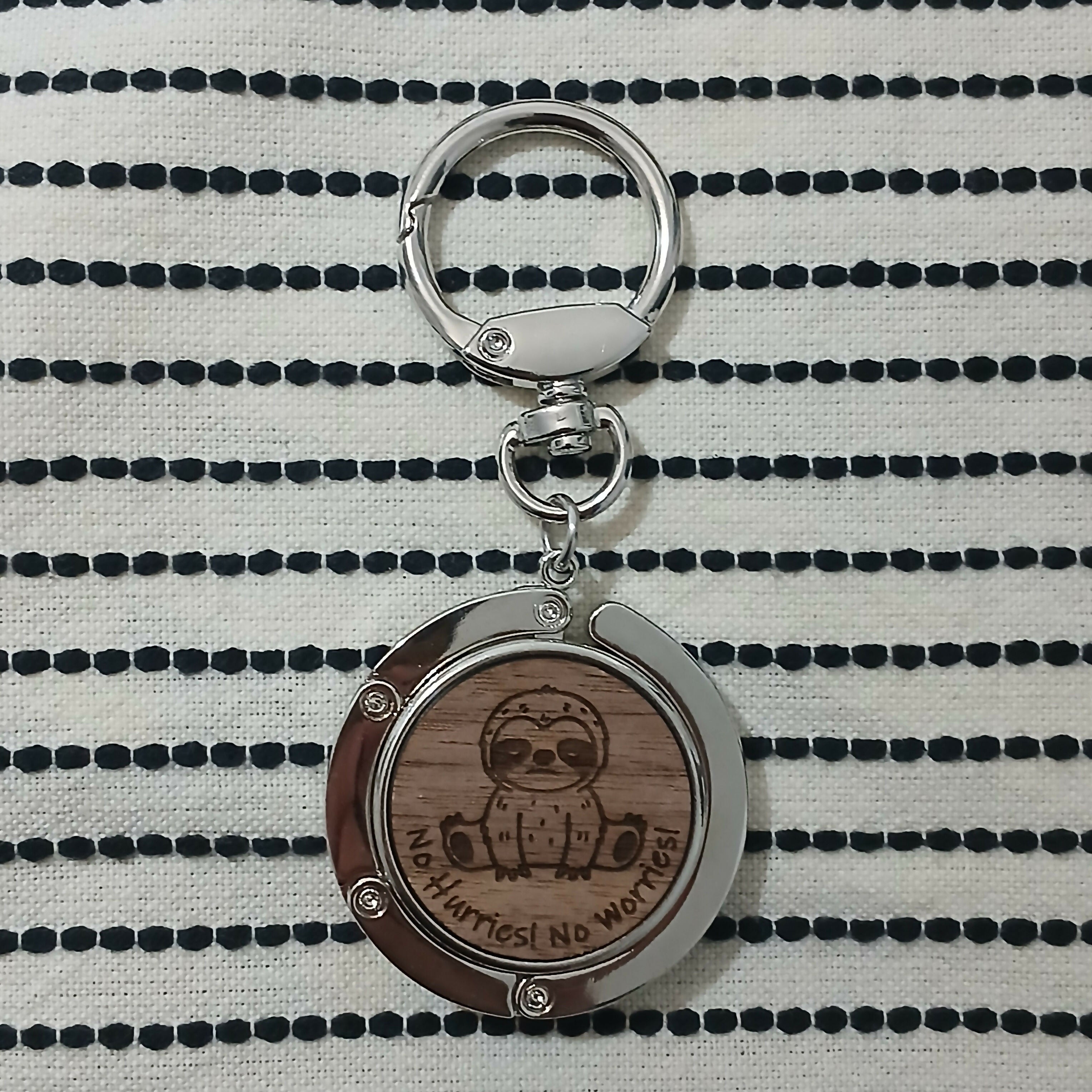 No Hurries No worries Bag Hanger with Key Ring