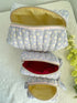 Lilac white flower print Quilted Toiletry Bag